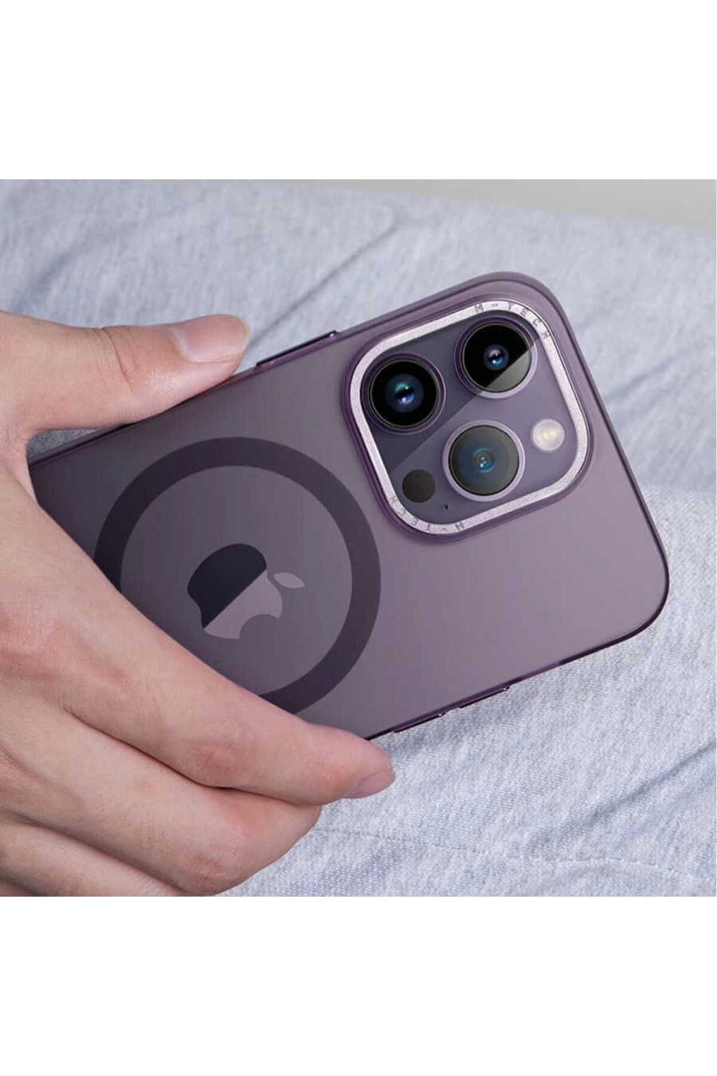 iPhone 14 Pro Uyumlu Magsafe Şarj Özellikli Buzlu Sert PC Zore Tuval Kılıf-Derin Mor
