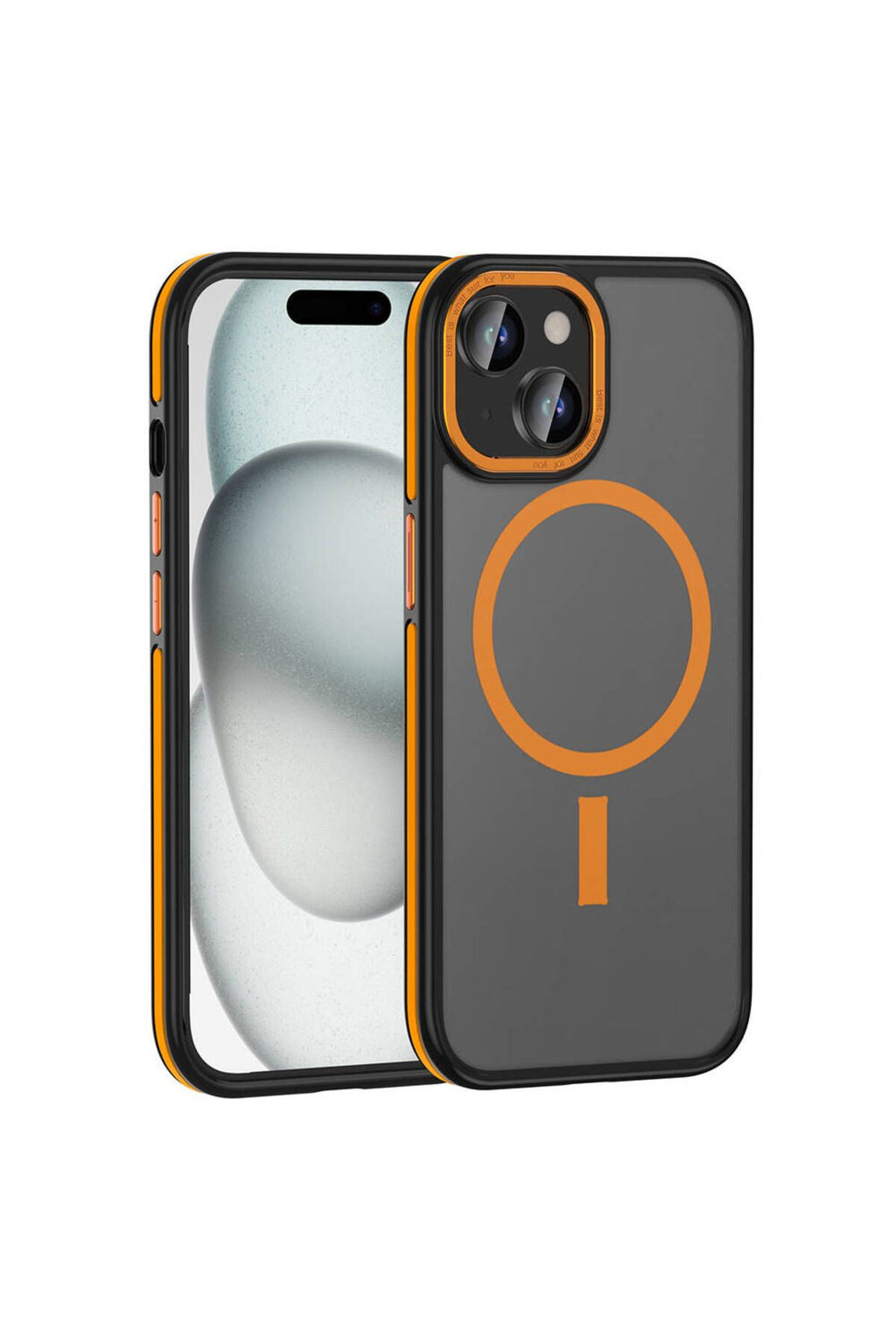 iPhone 15 Kılıf Magsafe Şarj Özellikli Mat Görünümlü Zore Ant Kapak - Turuncu