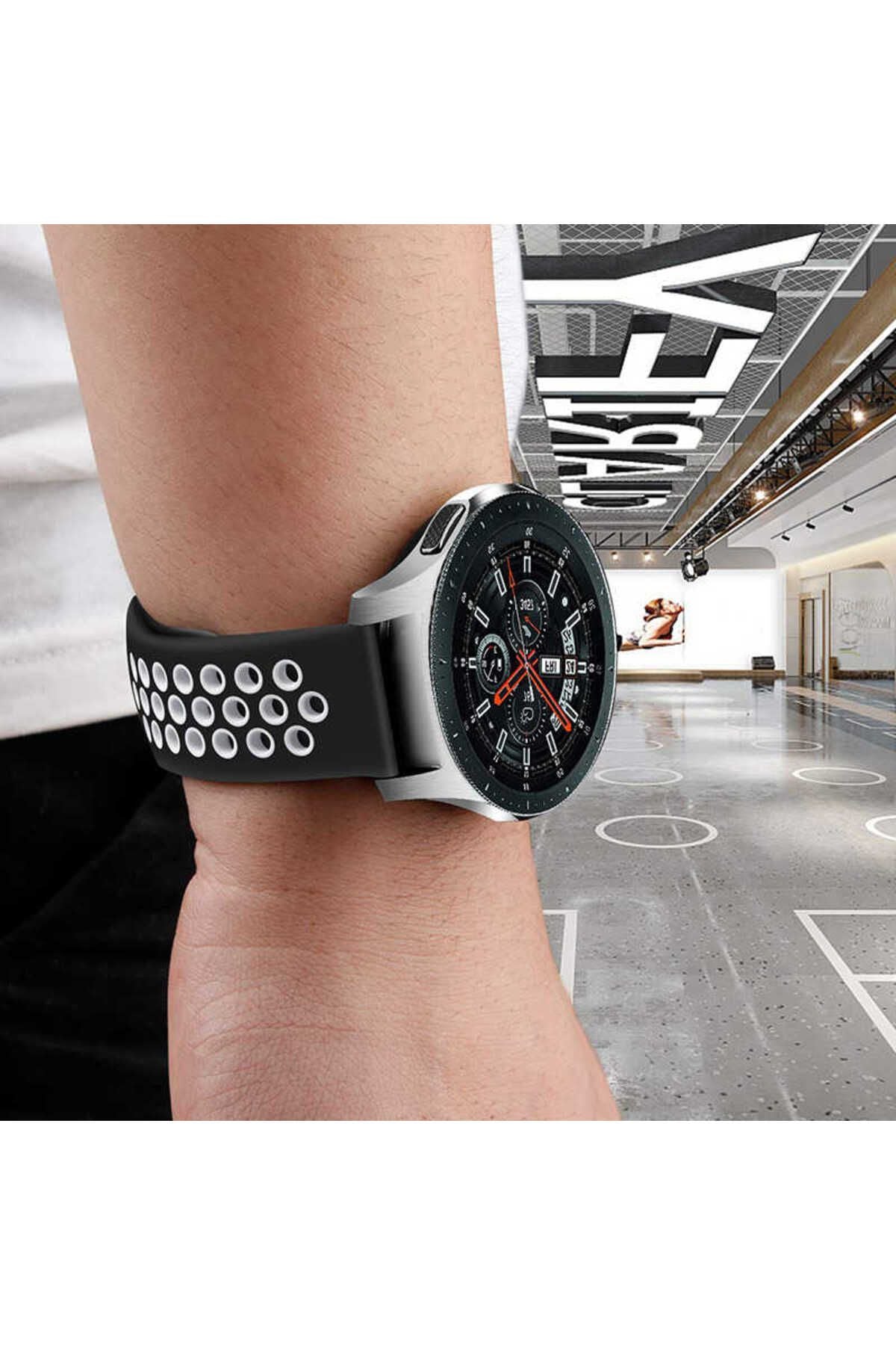 Galaxy Watch 46mm (22mm) KRD-02 Uyumlu Zore Kordon-Kırmızı-Siyah