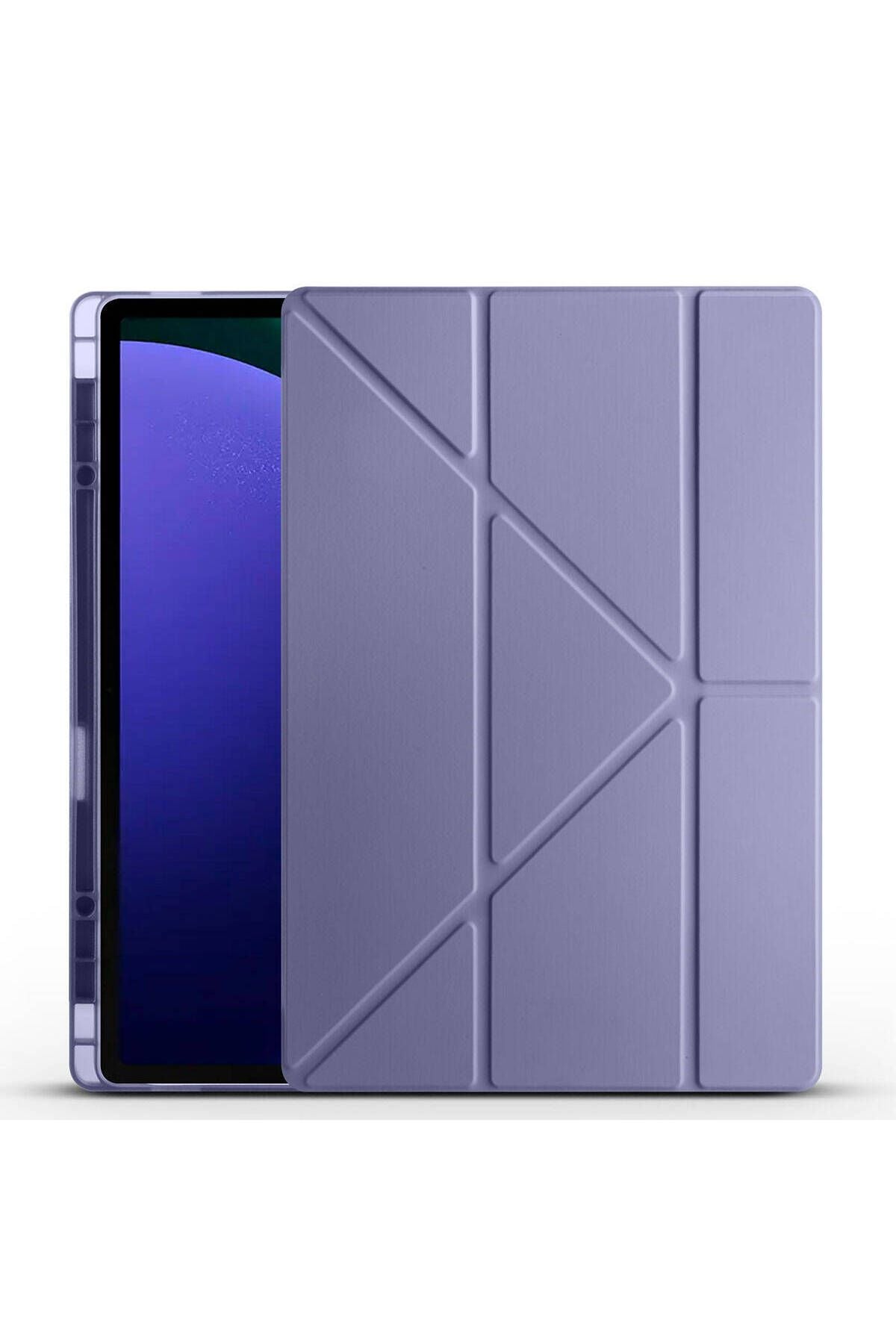 Galaxy Tab S9 Ultra Kılıf  Uyumlu Zore Tri Folding Kalem Bölmeli Standlı Kılıf-Mor