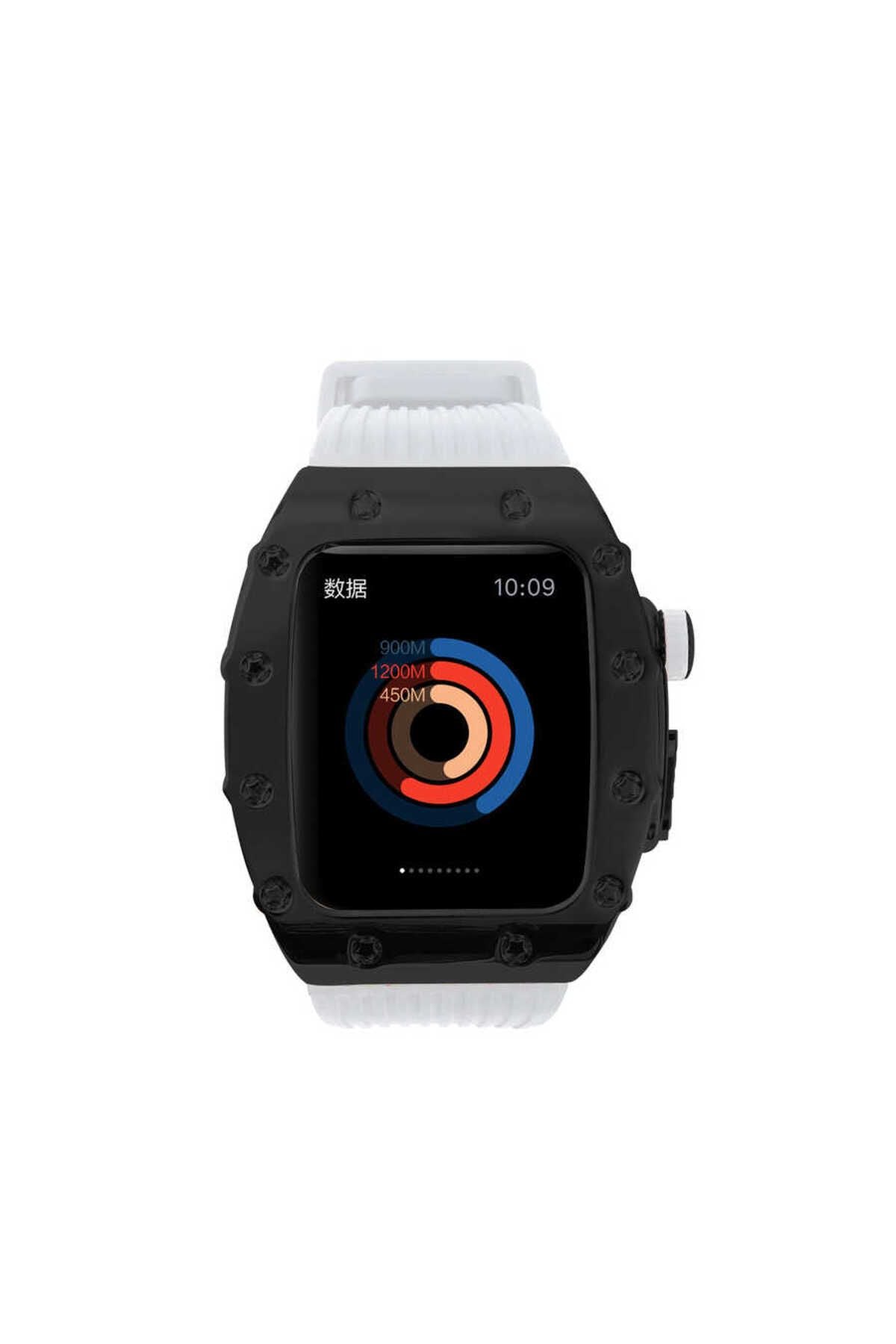 Watch 7 45mm Uyumlu KRD-65 Zore Kordon-Beyaz-Siyah