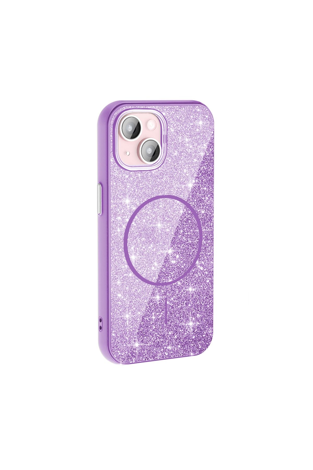 iPhone 15 Kılıf Magsafe Şarj Özellikli Parlayan Simli Zore Okso Kapak - Gold