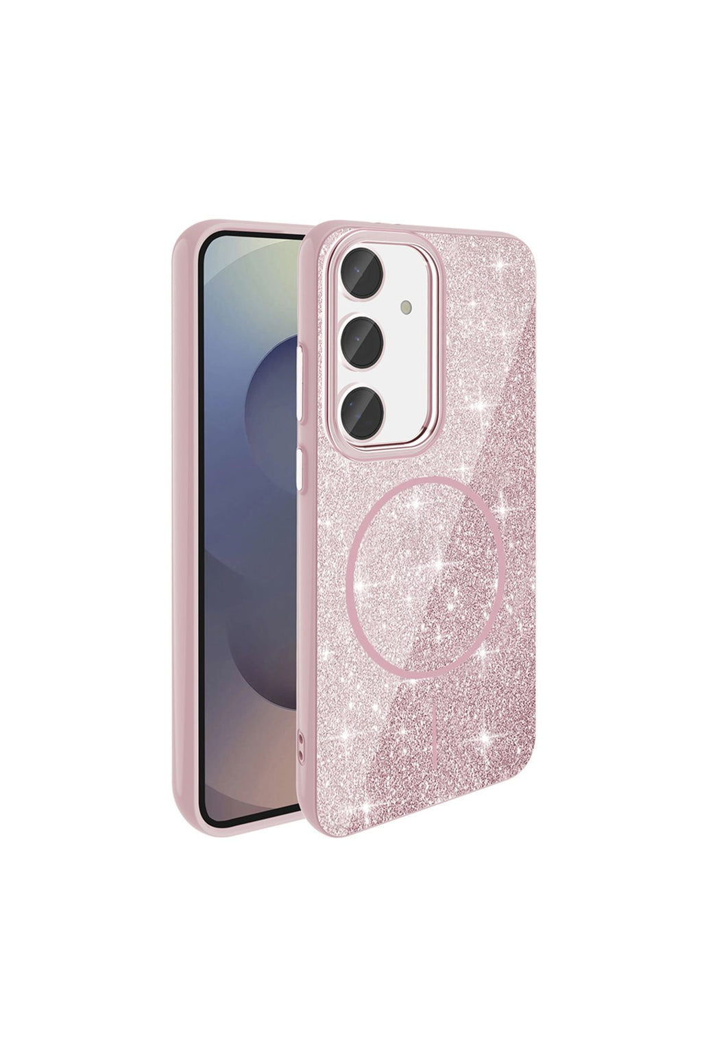 Galaxy S24 FE Kılıf Magsafe Şarj Özellikli Parlayan Simli Zore Okso Kapak - Siyah