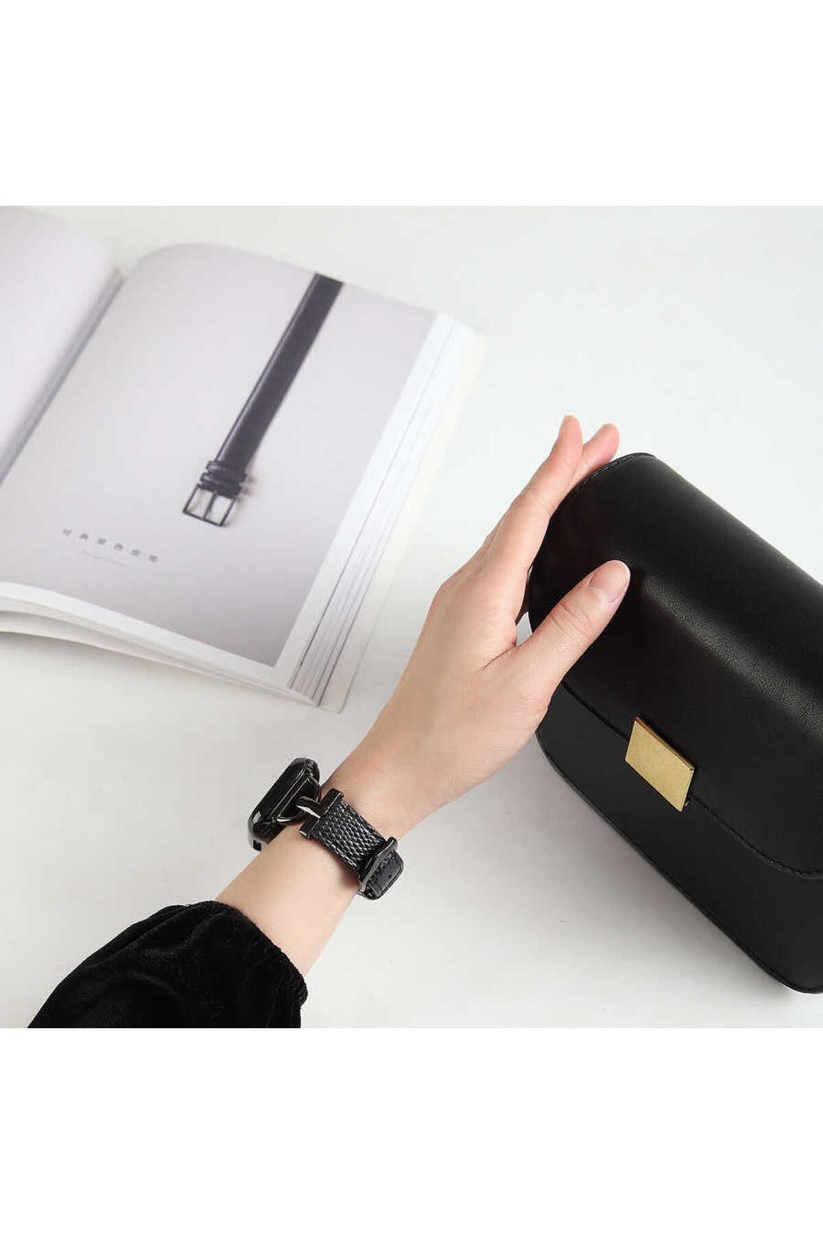 Watch 38mm Uyumlu KRD-53 Deri Zore Kordon-Siyah