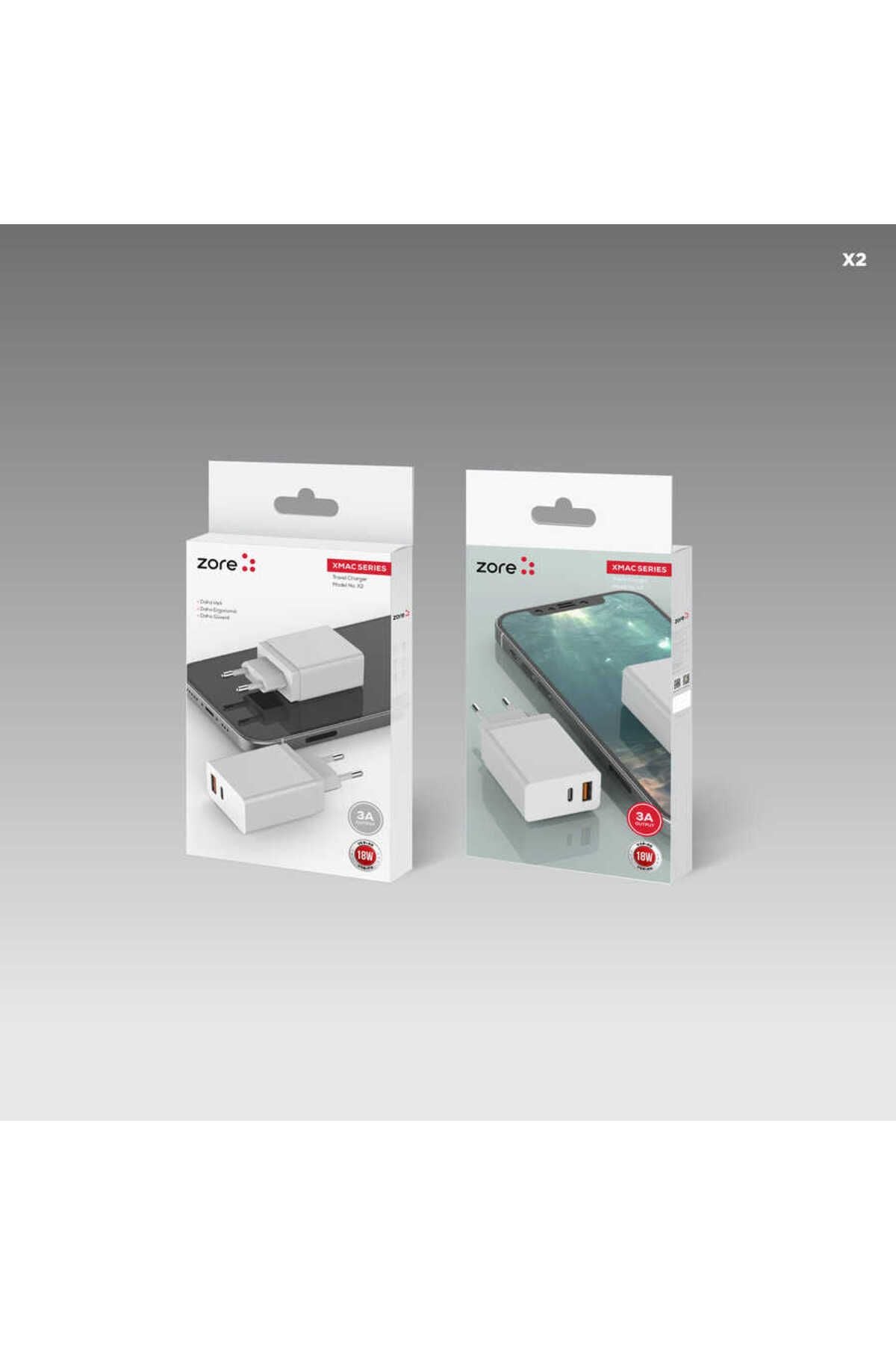 Beyaz XMac Serisi ZR-X2 Seyahat Şarj Başlığı-Zore