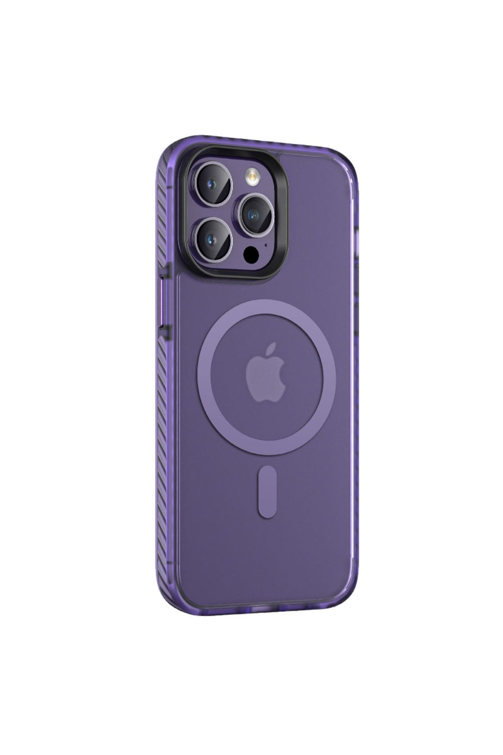 iPhone 14 Pro Uyumlu Mat Arka Yüzey Wireless Şarj Özellikli Zore Locik Kılıf-Derin Mor