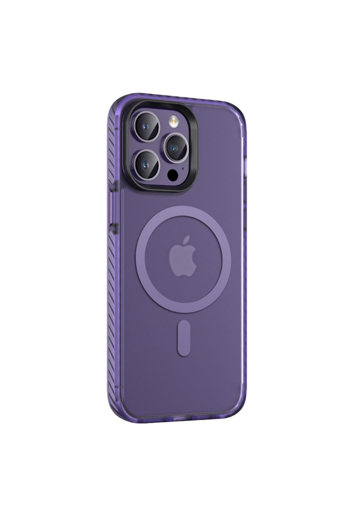 iPhone 14 Pro Uyumlu Mat Arka Yüzey Wireless Şarj Özellikli Zore Locik Kılıf-Derin Mor