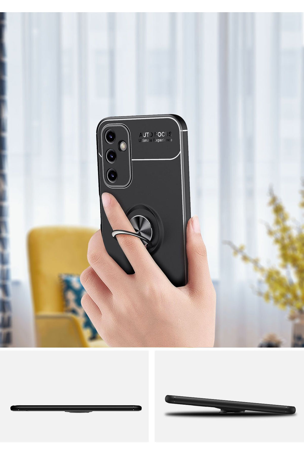 Galaxy A54 Kılıf Zore Ravel Silikon Kapak - Siyah-Mavi