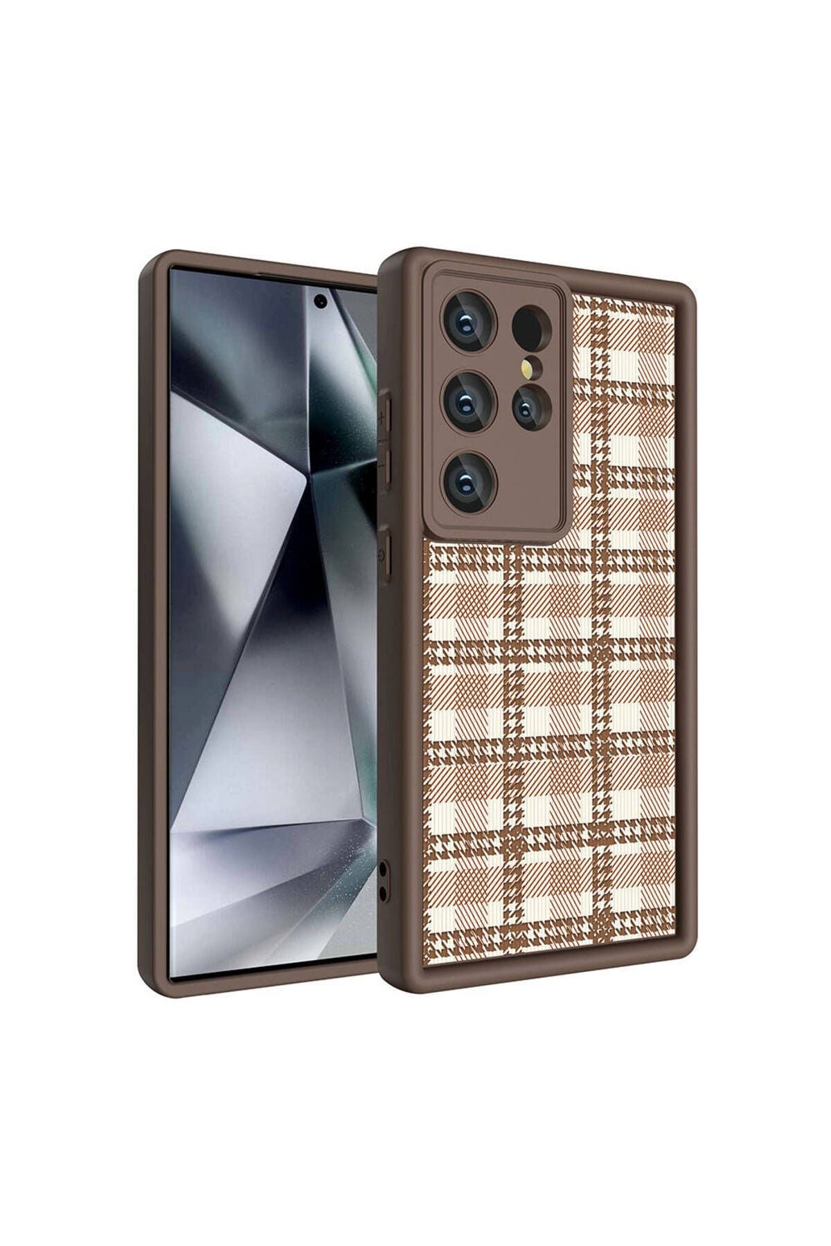 Galaxy S23 Ultra Kılıf Kamera Korumalı Baskılı Arka Yüzey Zore Klas Kapak - Açık Kahve