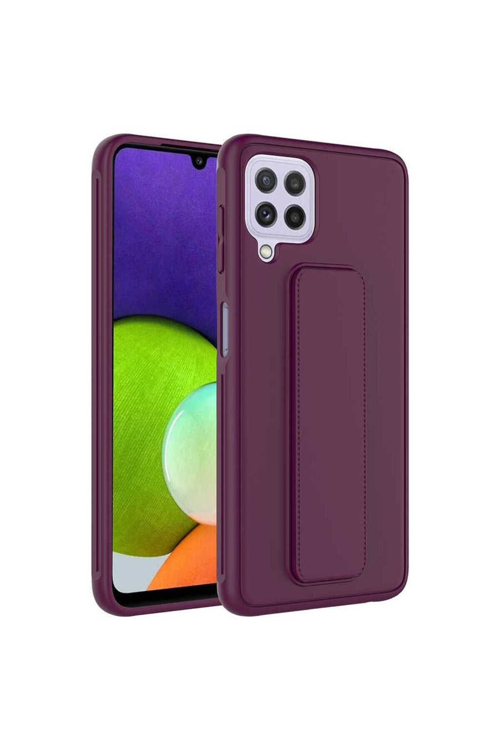 Galaxy A22 4G Kılıf Zore Qstand Kapak - Mürdüm