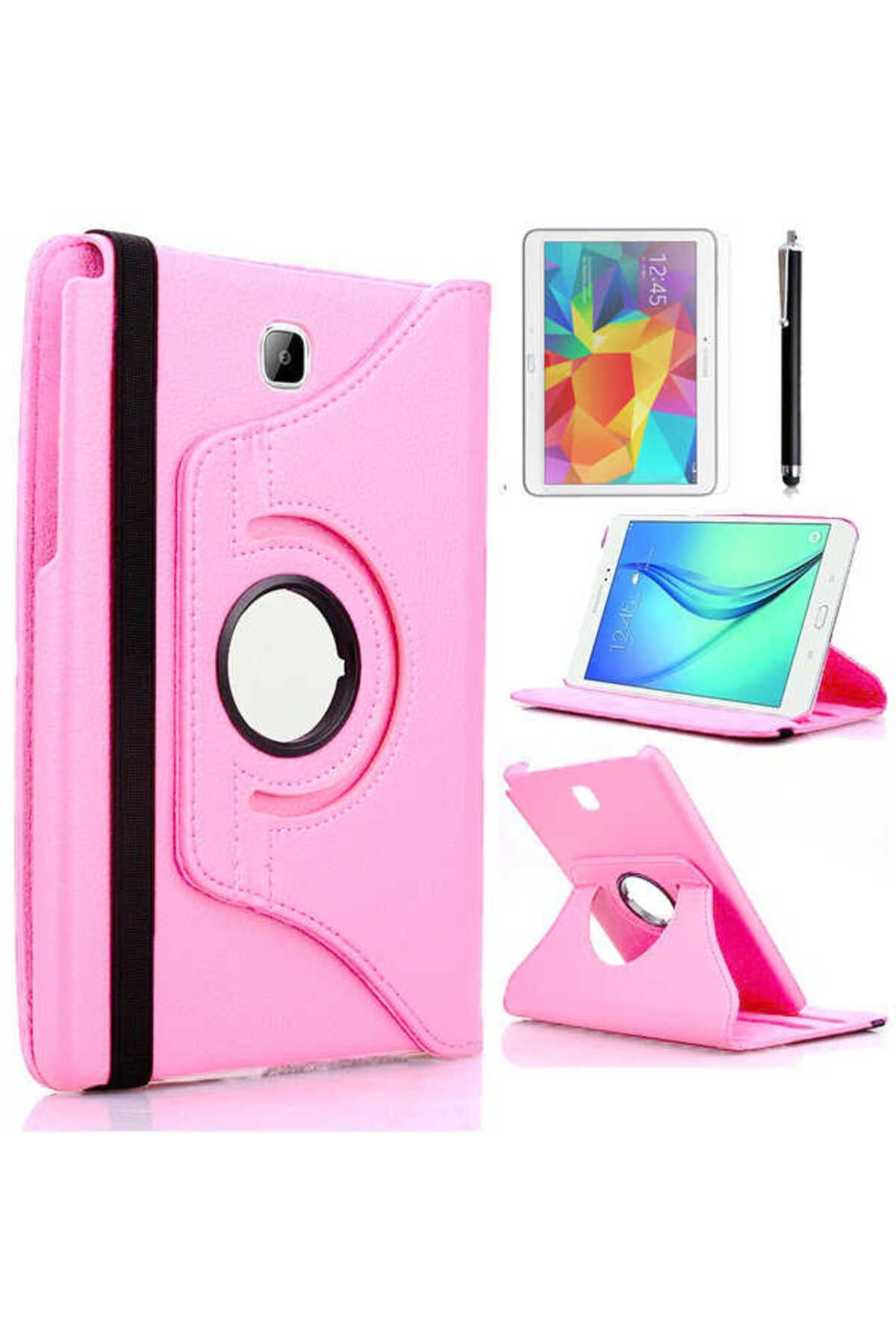 Galaxy Tab A 10.1 2016 P580  Uyumlu Zore Dönebilen Standlı Kılıf-Pembe Açık