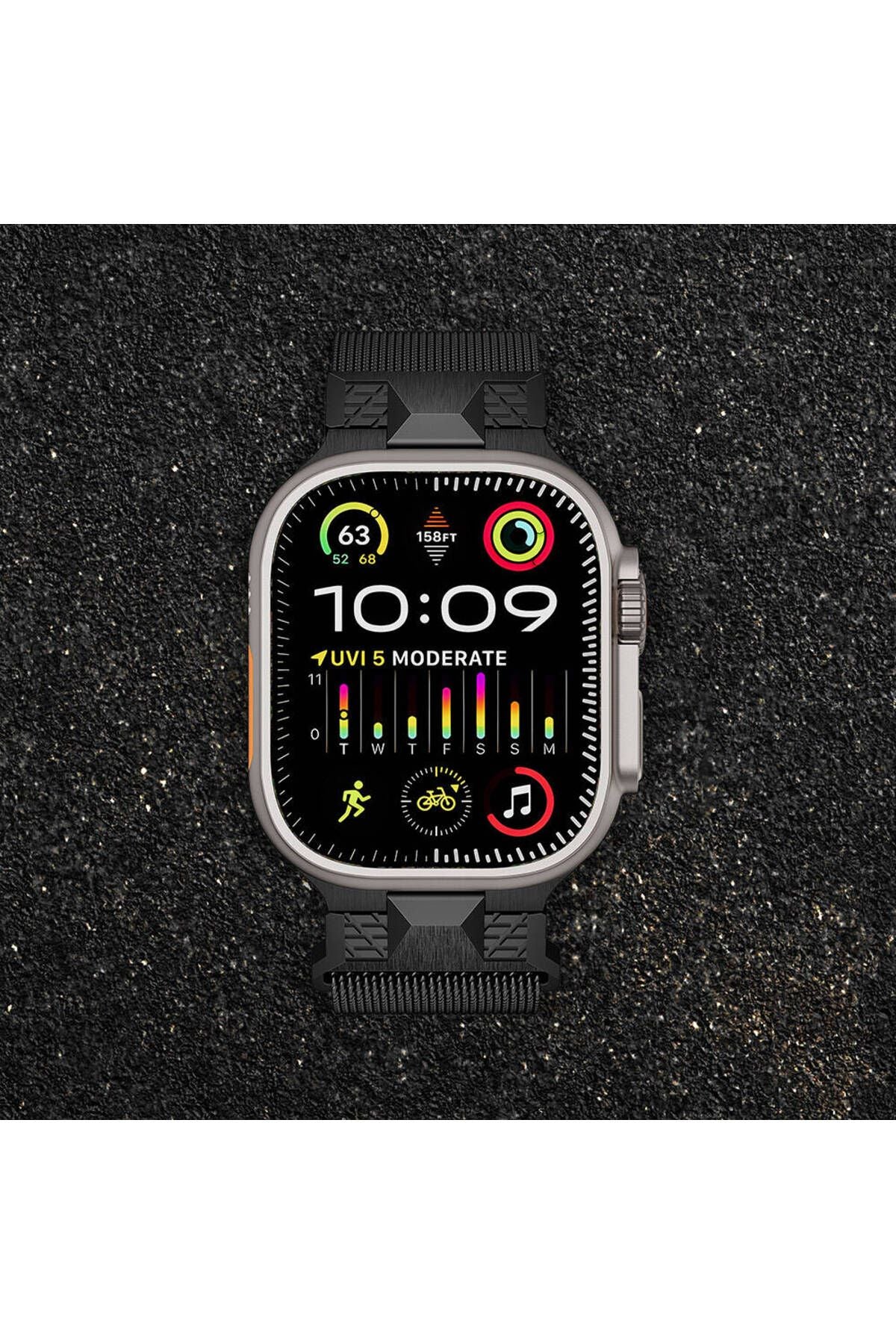 Apple Watch Ultra 49mm Zore KRD-107 Metal Hasır Kordon-Gümüş