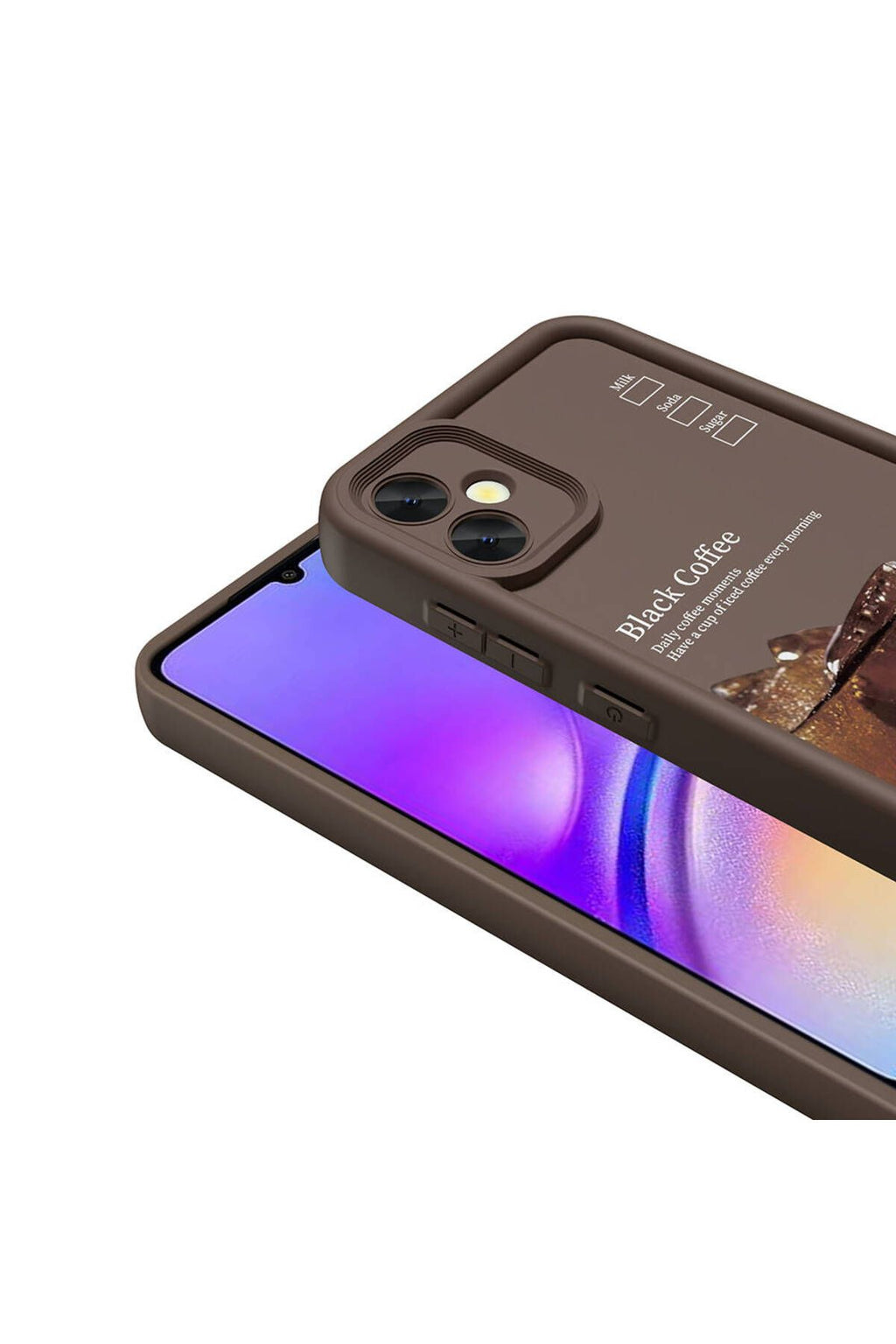 Galaxy A05 Kılıf Kamera Korumalı Baskılı Arka Yüzey Zore Klas Kapak - Koyu Kahve