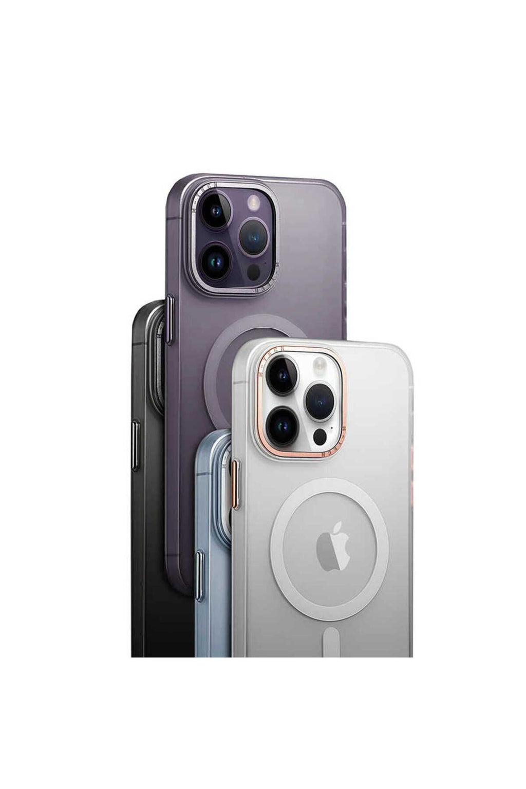 iPhone 14 Pro Uyumlu Magsafe Şarj Özellikli Buzlu Sert PC Zore Tuval Kılıf-Derin Mor