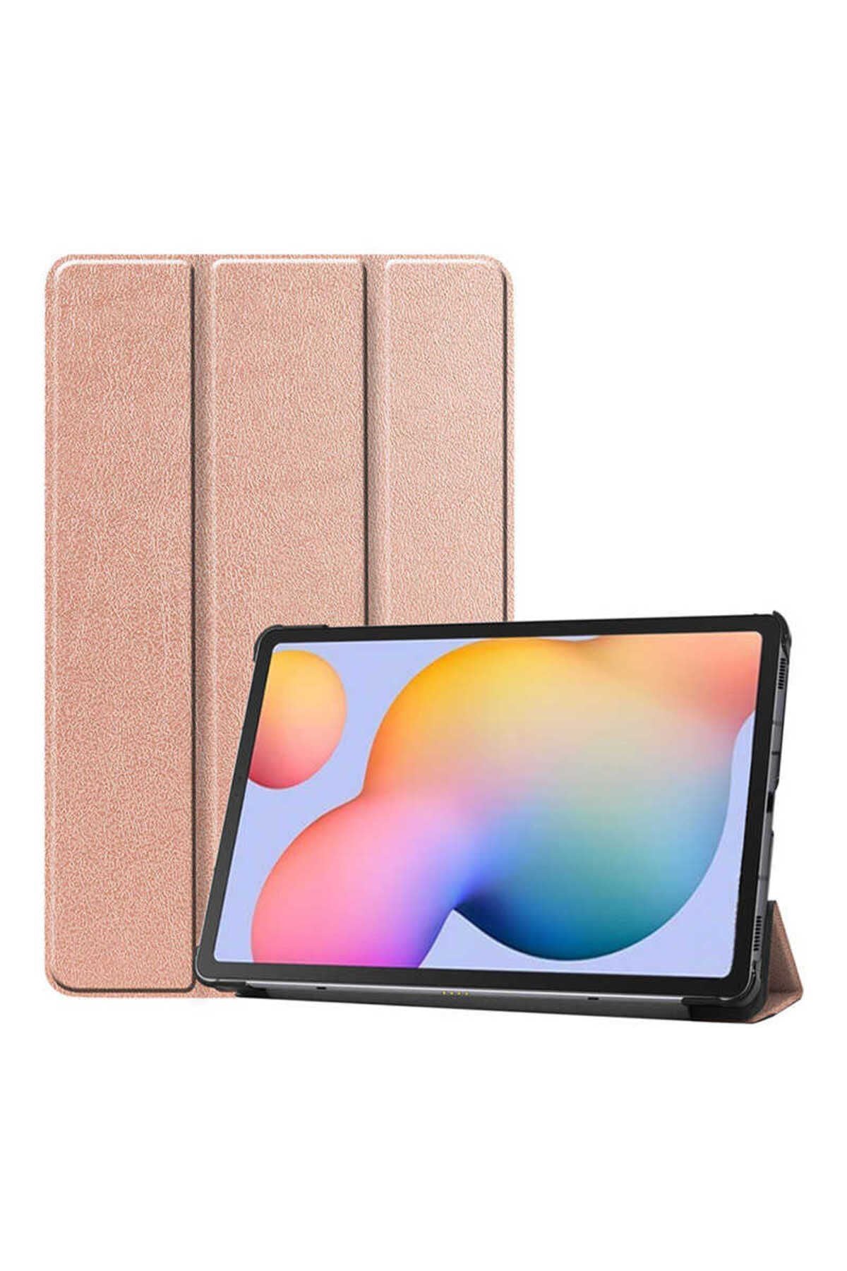 Galaxy Tab S7 FE LTE (T737-T736-T733-T730)  Uyumlu Zore Smart Cover Standlı 1-1 Kılıf-Turuncu