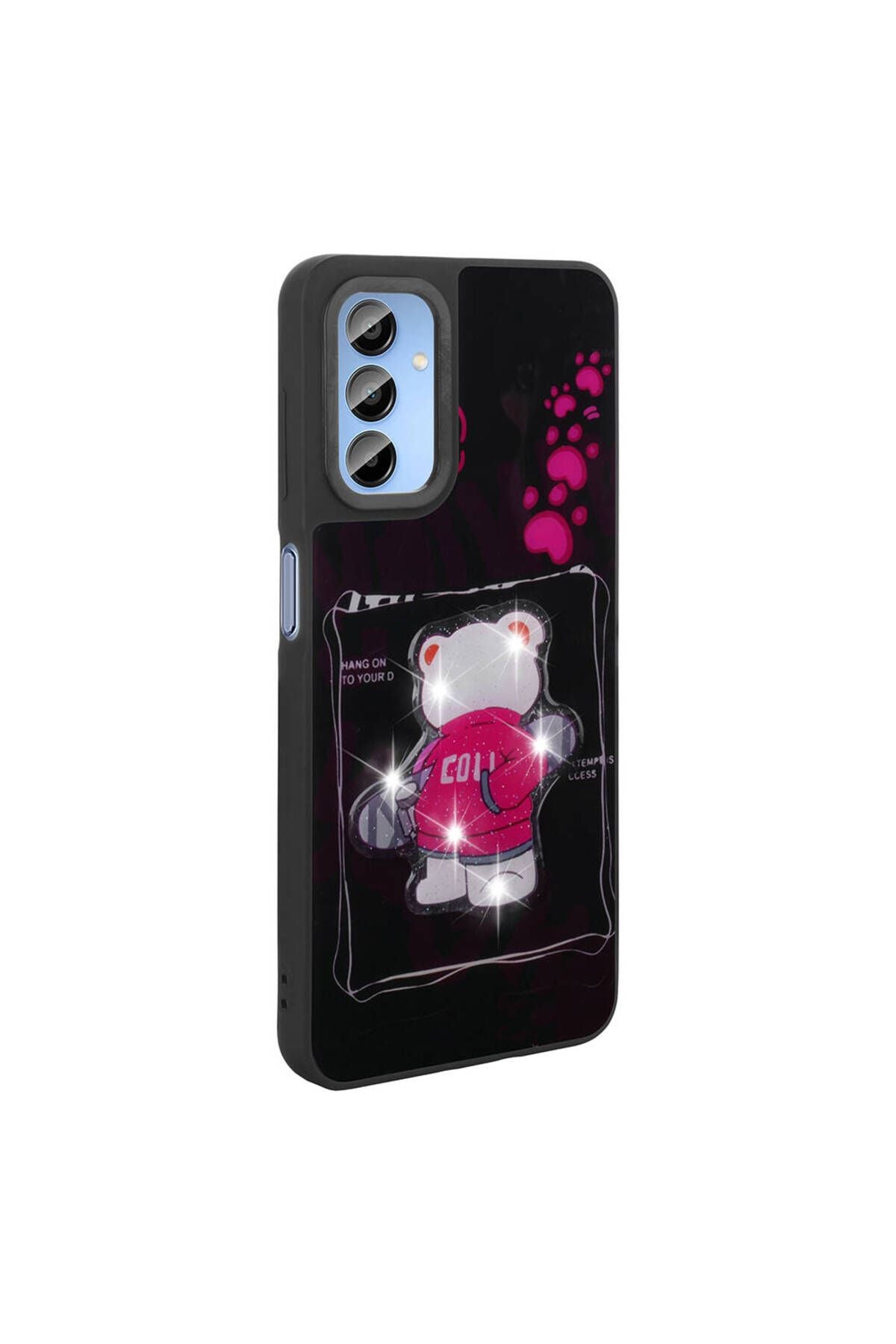 Galaxy A15 Kılıf Parlayan Kabartmalı İkonik Figürlü Zore Amas Silikon Kapak - Mor