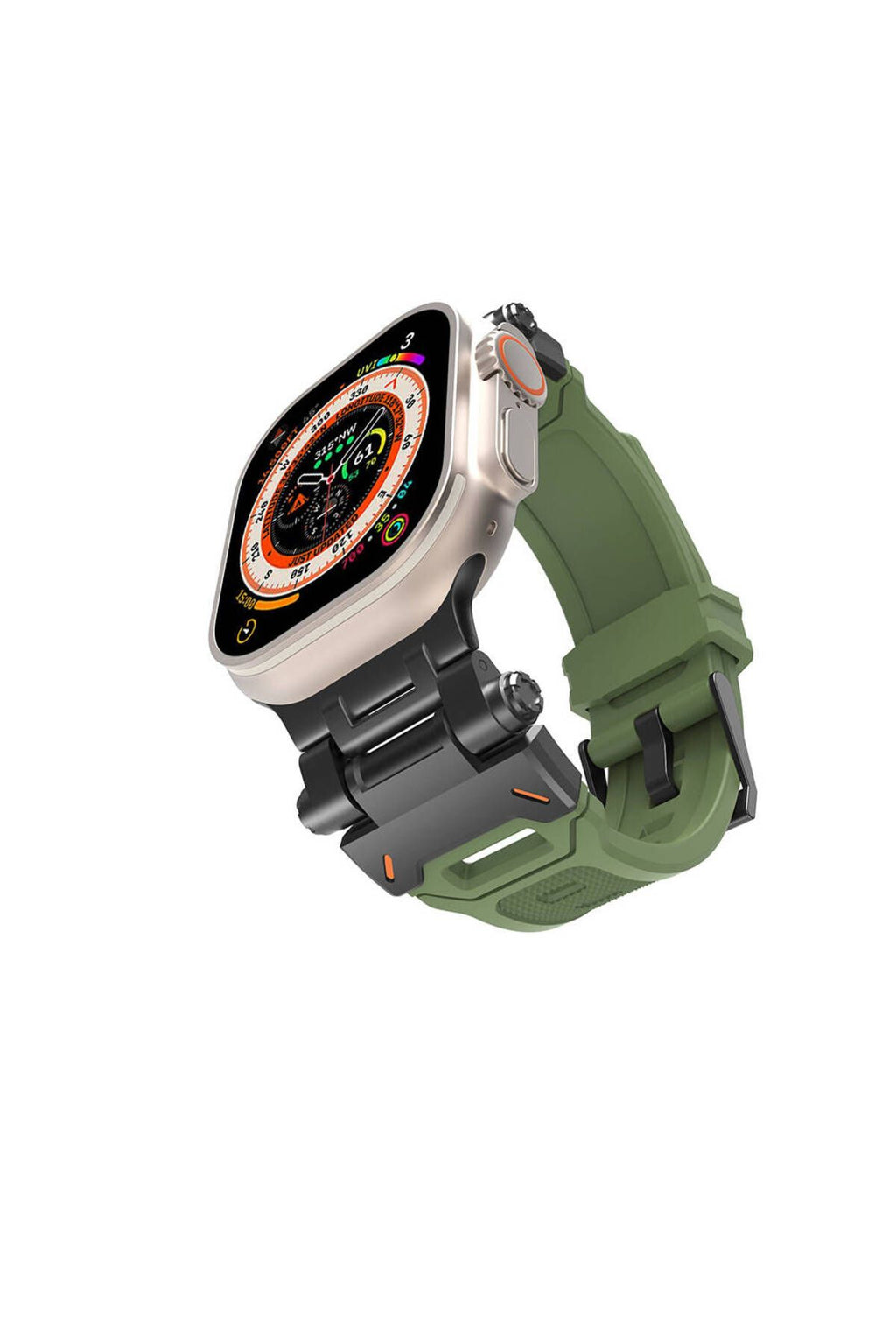 Watch Ultra 49mm CLO- KRD-108 Metal Başlıklı Silikon Kordon-Starlight-Mavi