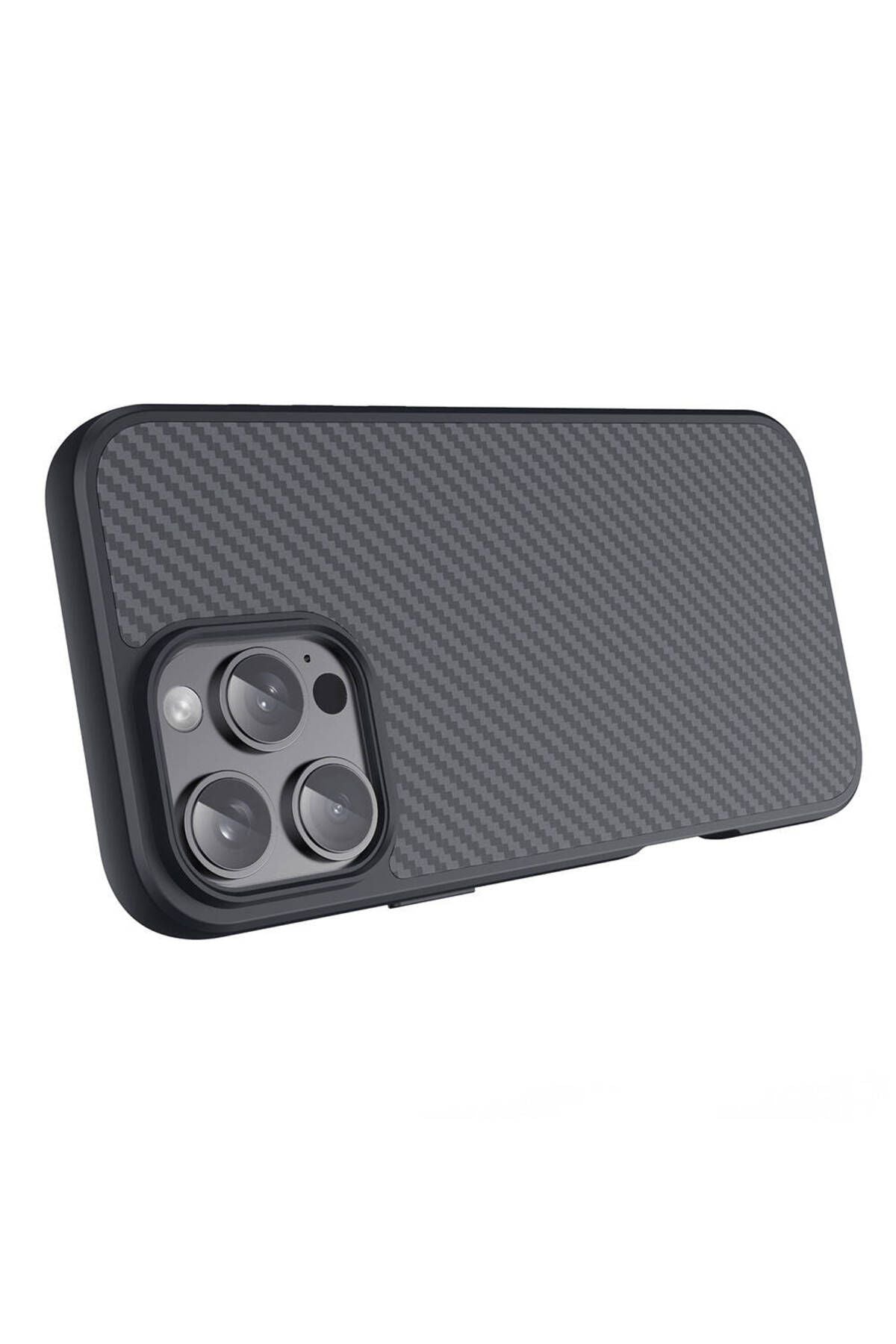 iPhone 16 Pro Uyumlu Magsafe Şarj Özellikli Karbon Fiber Tasarımlı Zore Elnino Kapak