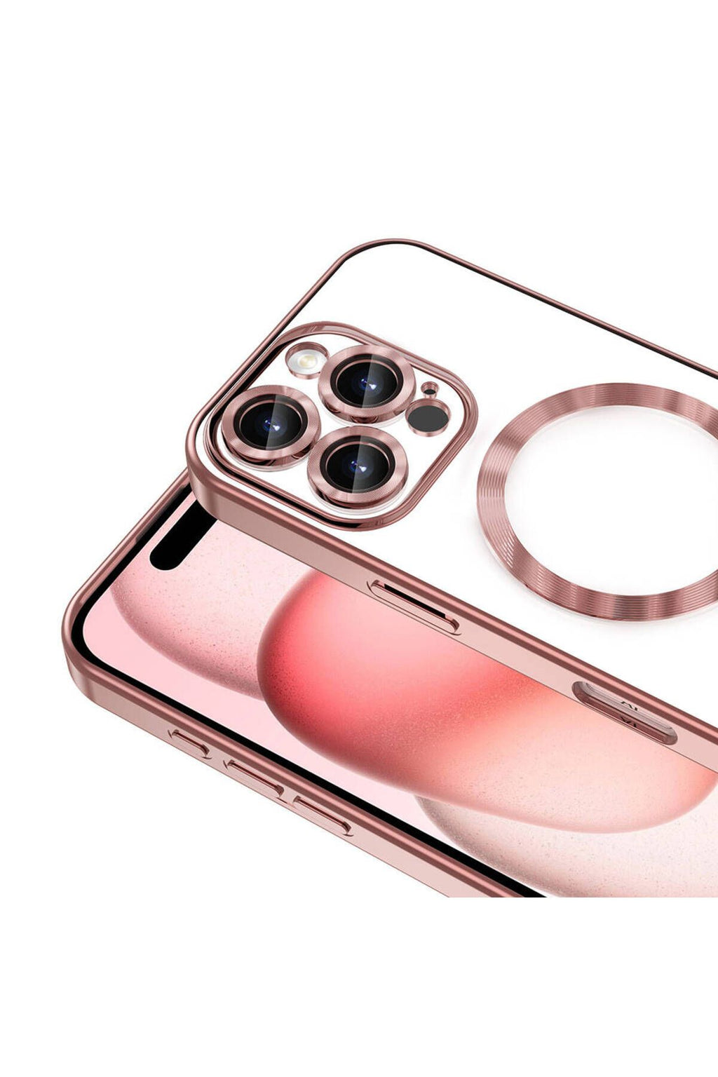 iPhone 16 Pro Max Kılıf Kamera Korumalı Magsafe Wireless Şarj Özellikli Zore Demre Kapak - Rose Gold