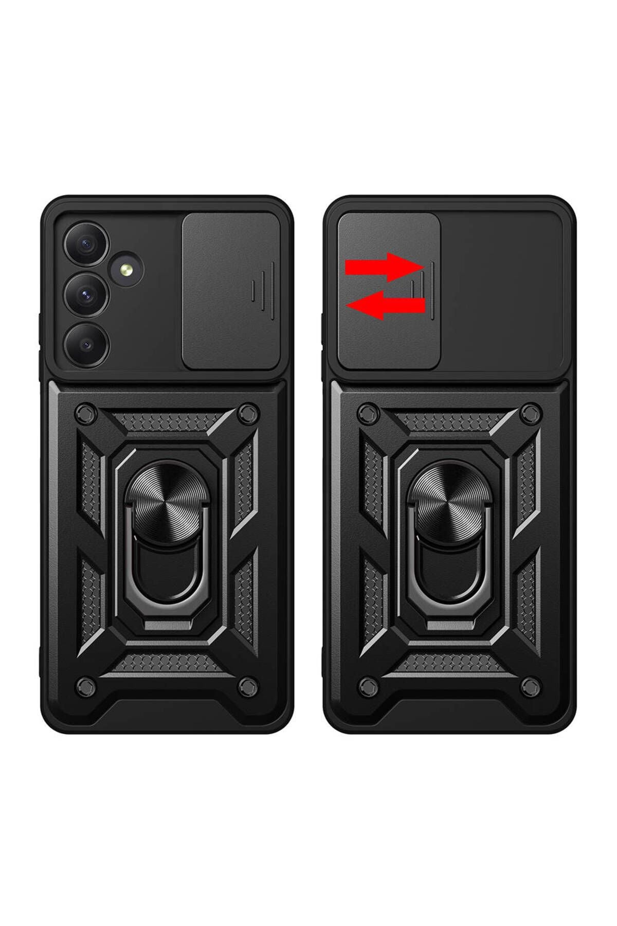 Galaxy A55 Kılıf Magnetik Standlı Kamera Korumalı Zore Sürgülü Vega Kapak - Mavi