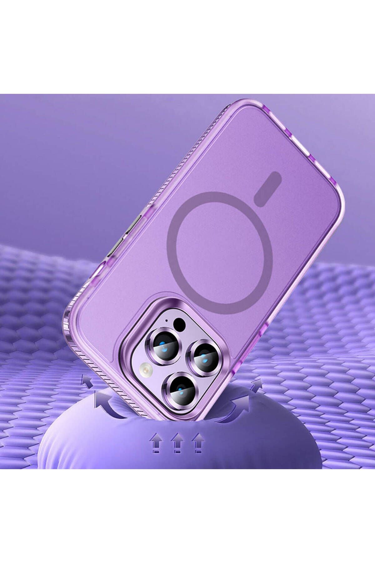 iPhone 15 Pro Kılıf Airbagli Magsafe Wireless Şarj Özellikli Lens Koruyuculu Zore Klaptika Kapak - R