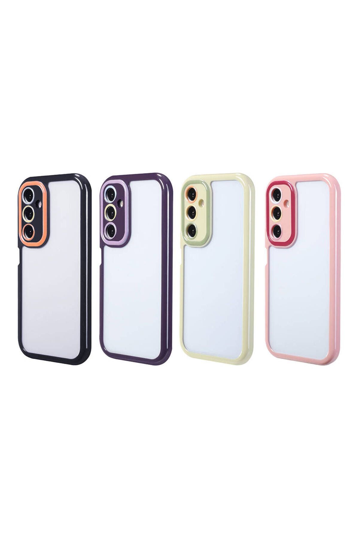 Galaxy A05S Kılıf Kamera Korumalı Renkli Kenar ve Çerçeve Tasarımlı Zore Vitamin Kapak-Mürdüm