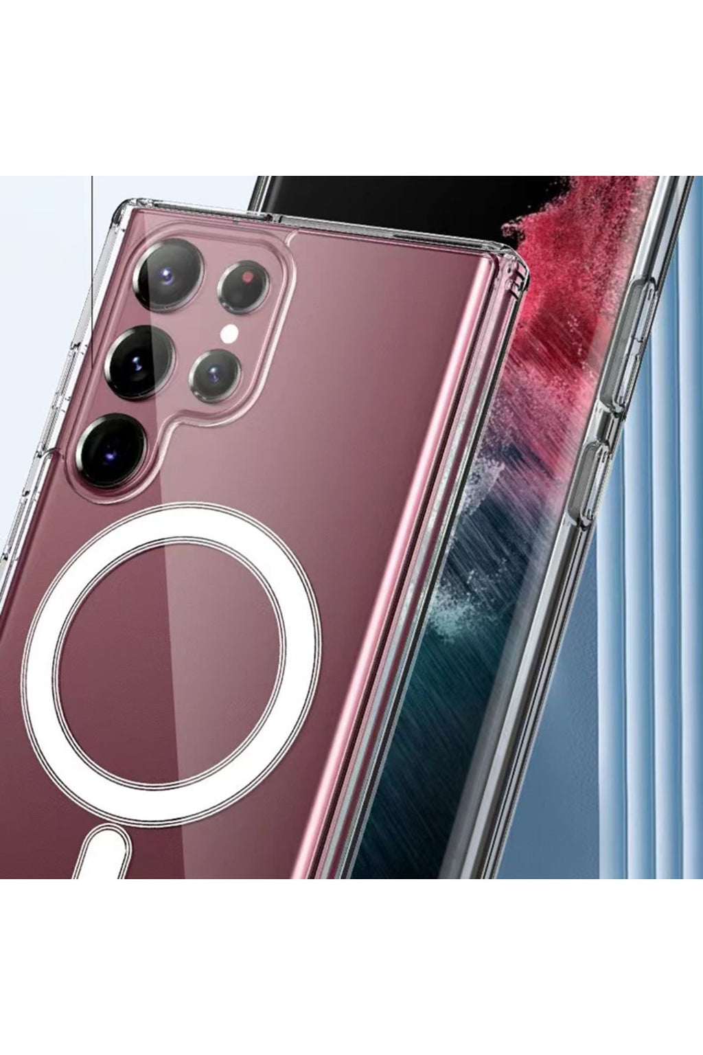 Galaxy S23 Ultra Uyumlu Zore Magsafe Şarj Özellikli Şeffaf Sert PC Zore Embos Kılıf-