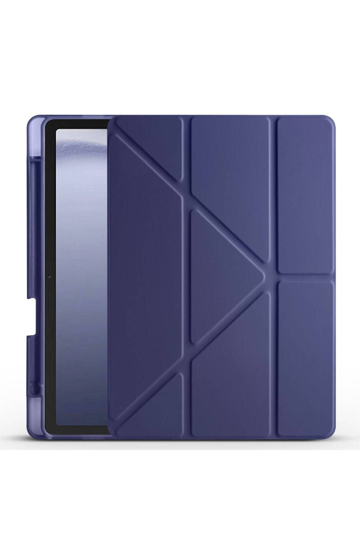 Galaxy Tab A9 Plus Kılıf Uyumlu Zore Tri Folding Kalem Bölmeli Standlı Kılıf-Lacivert