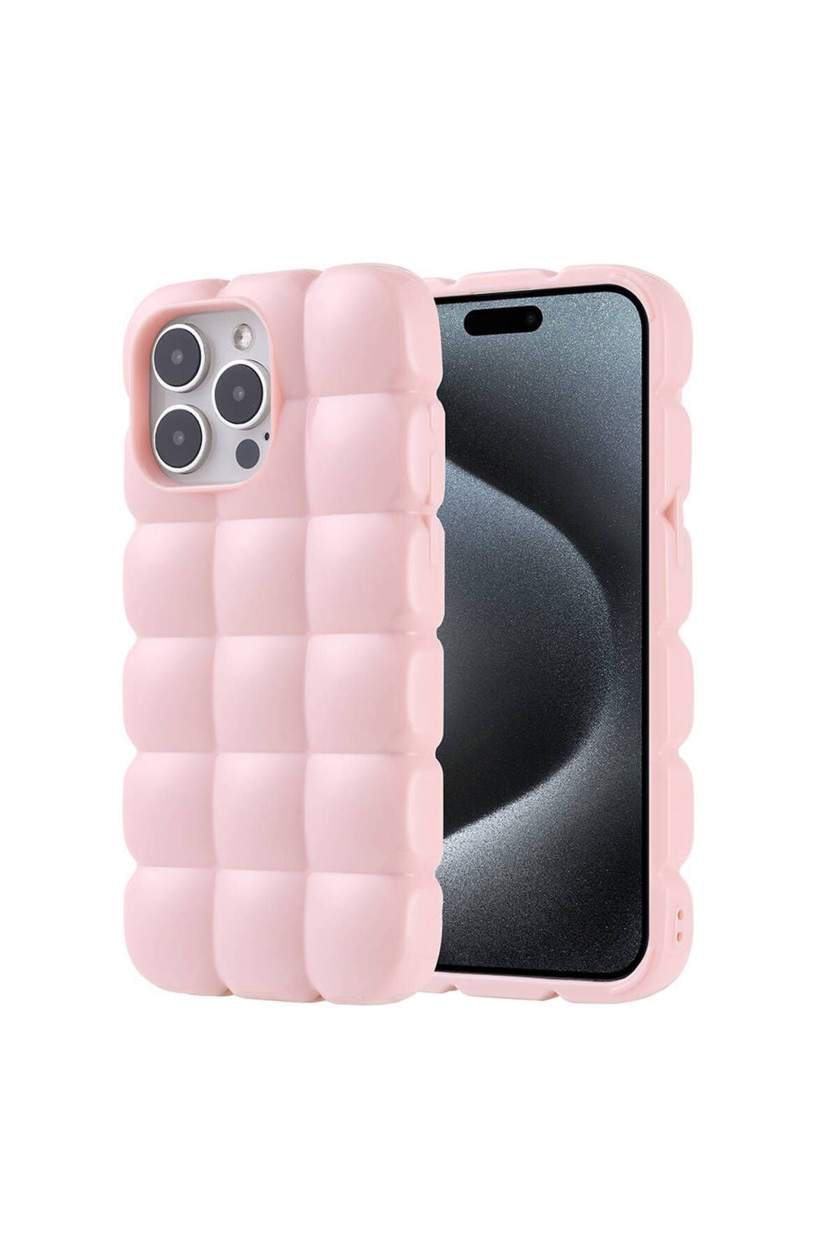 iPhone 15 Pro Max Kılıf Parlak Esnek Silikon Zore Dom Dom Kapak-Mavi