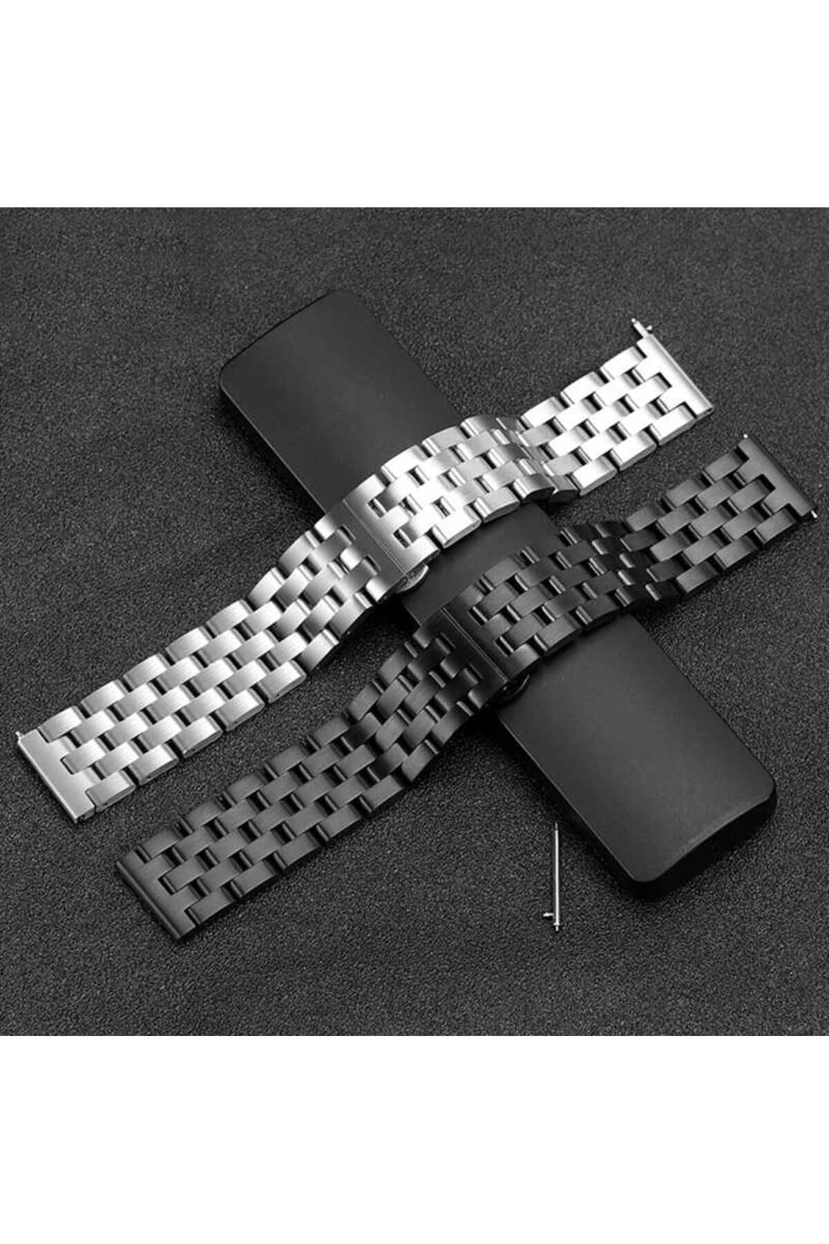 Galaxy Watch 42mm (20mm) Uyumlu KRD-20 Metal Zore Kordon Siyah