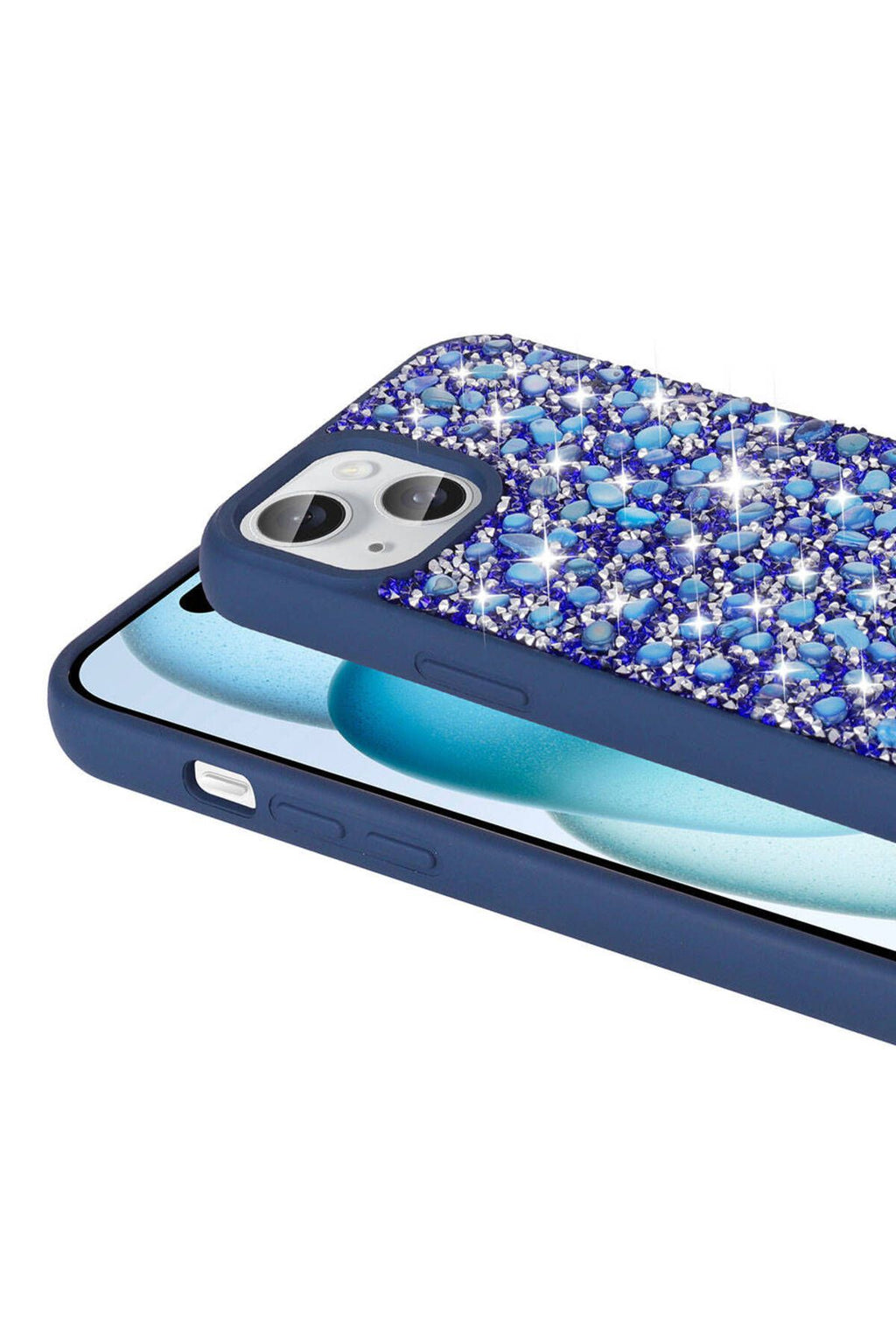 iPhone 15 Uyumlu Parlak Taşlı Tasarım CSM Zore Linea Kılıf-Pembe