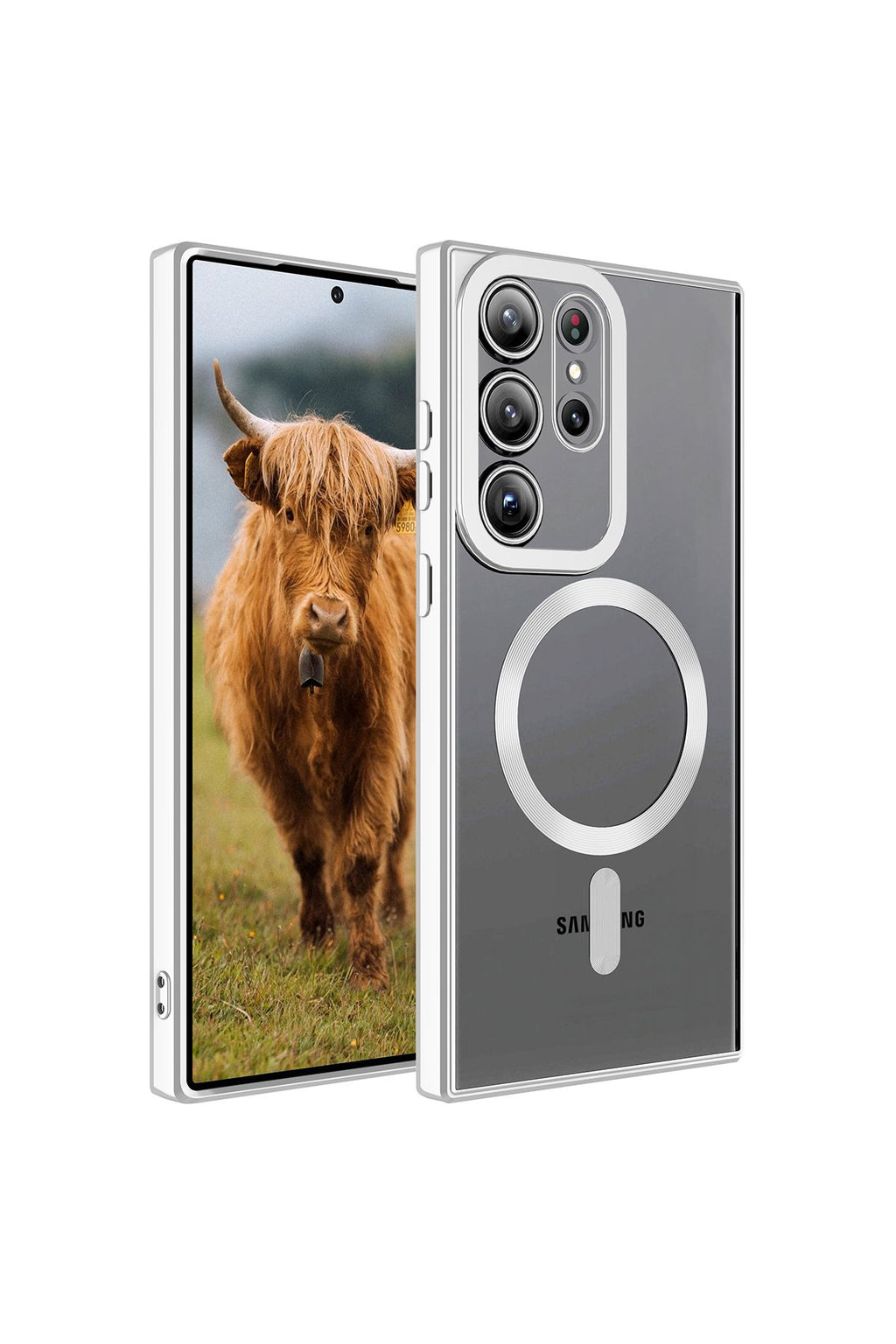 Galaxy S23 Ultra Uyumlu Magsafe Wireless Şarj Özellikli Zore Setro Silikon-Gümüş