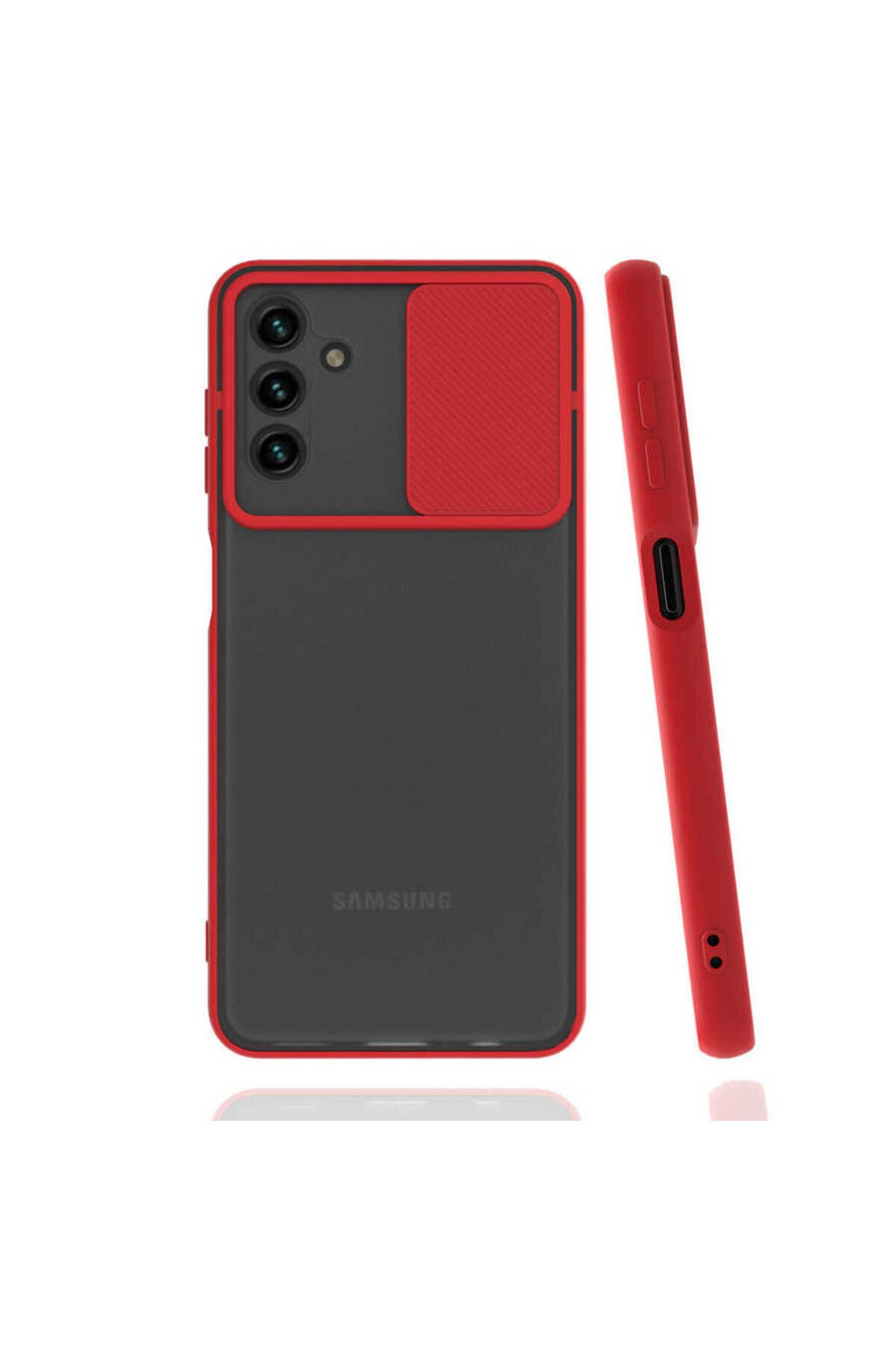 Galaxy A13 5G Kılıf TQR Lensi Kapak - Kırmızı