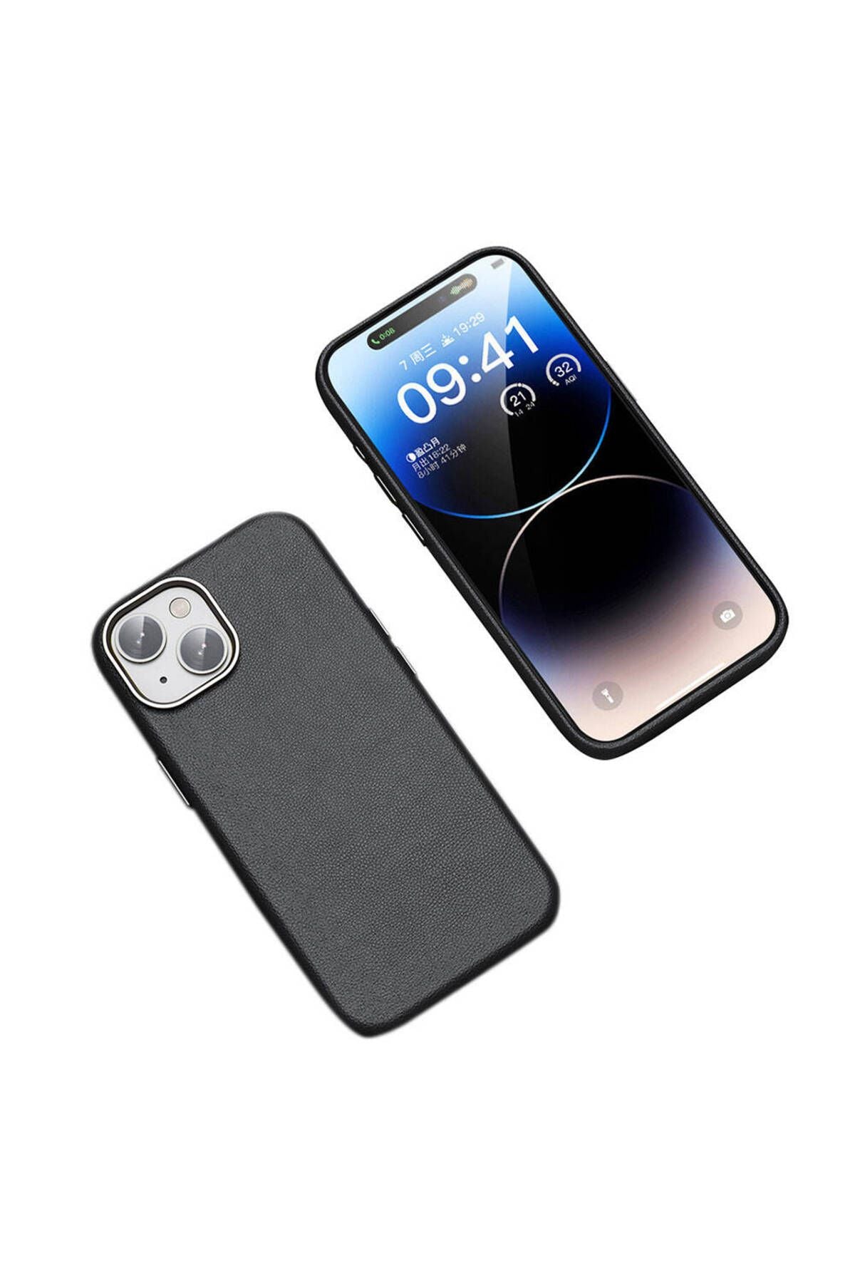 iPhone 15 Kılıf Magsafe Şarj Özellikli PU Deri Zore Adora Kapak-Siyah