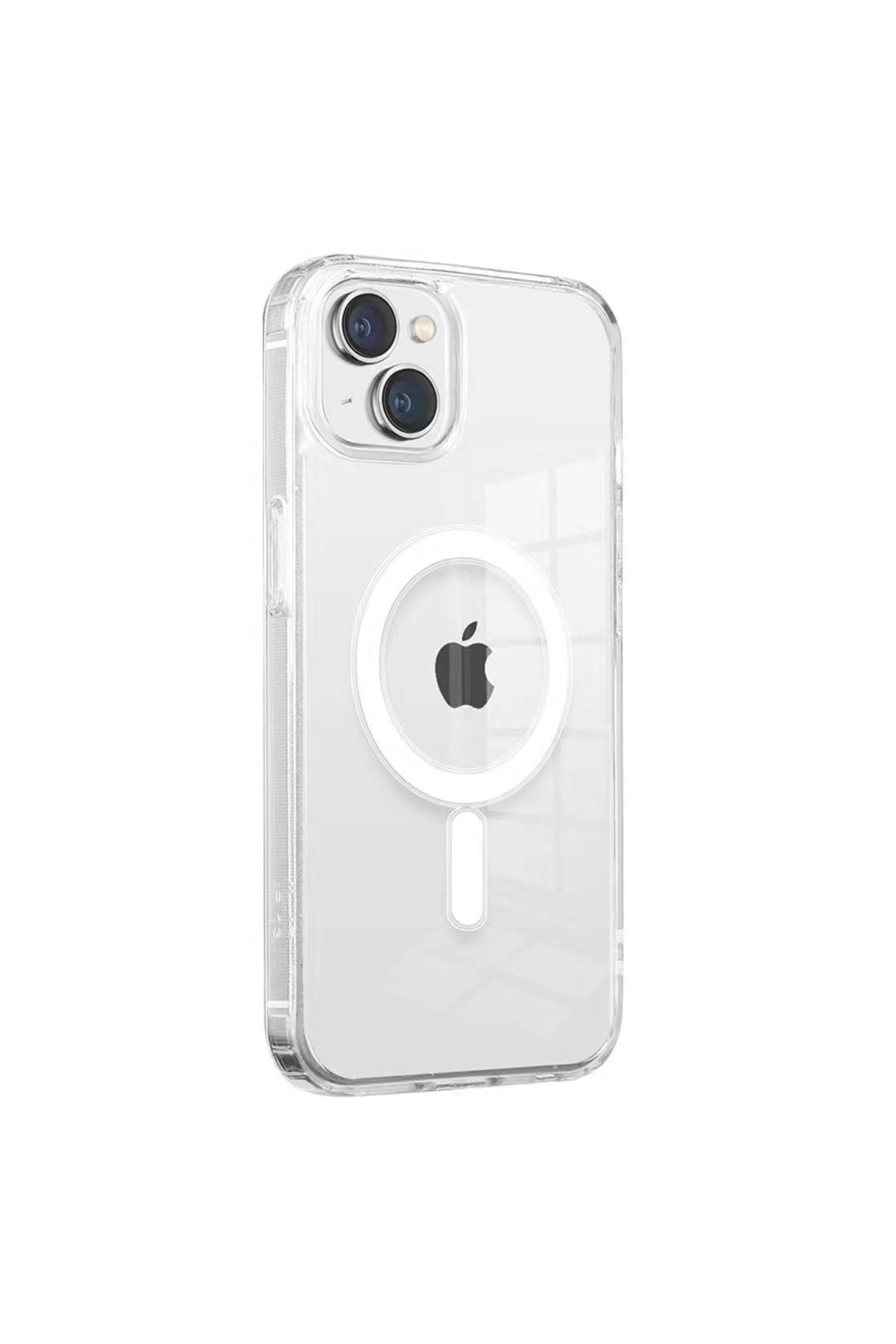 iPhone 14 Uyumlu Magsafe Şarj Özellikli Şeffaf Sert PC Zore Embos Kılıf-Renksiz
