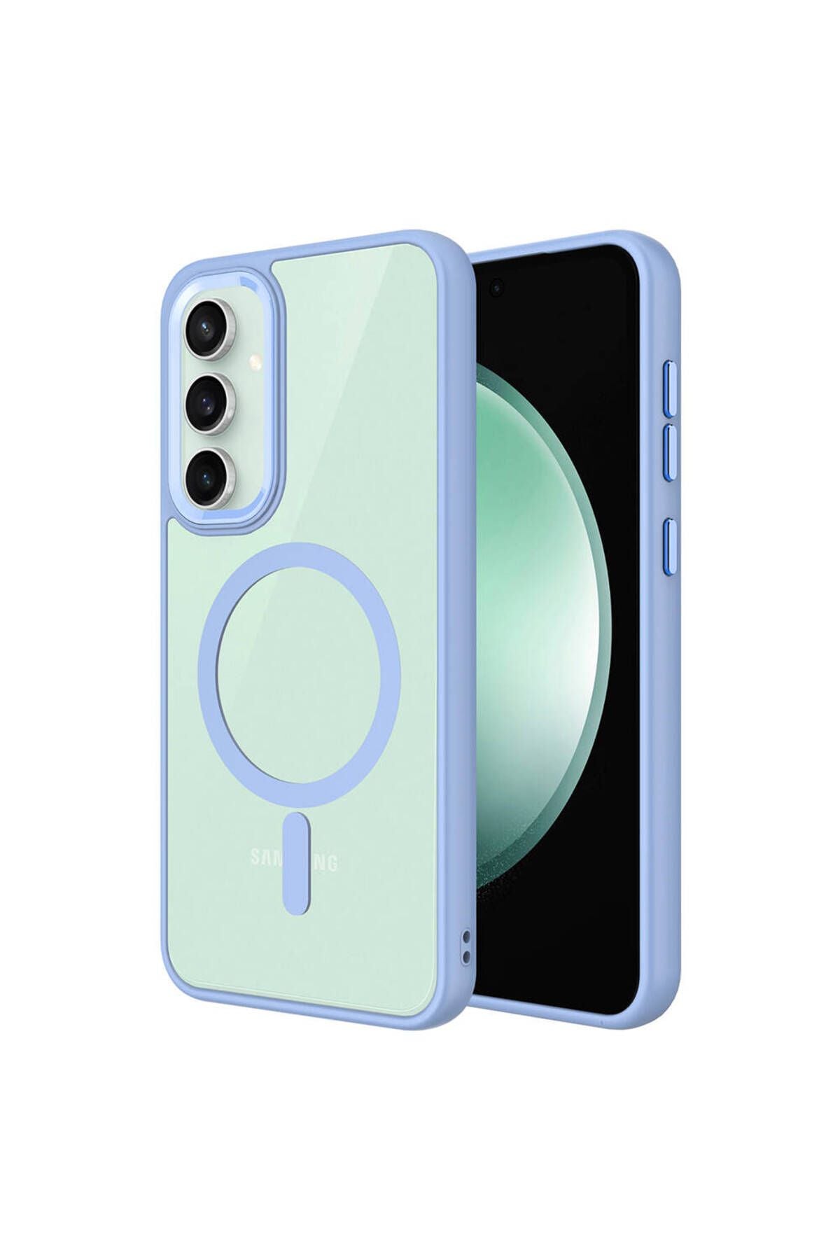 Galaxy S23 FE Kılıf Wireless Şarj Özellikli Zore Krom Magsafe Silikon Kapak - Lacivert