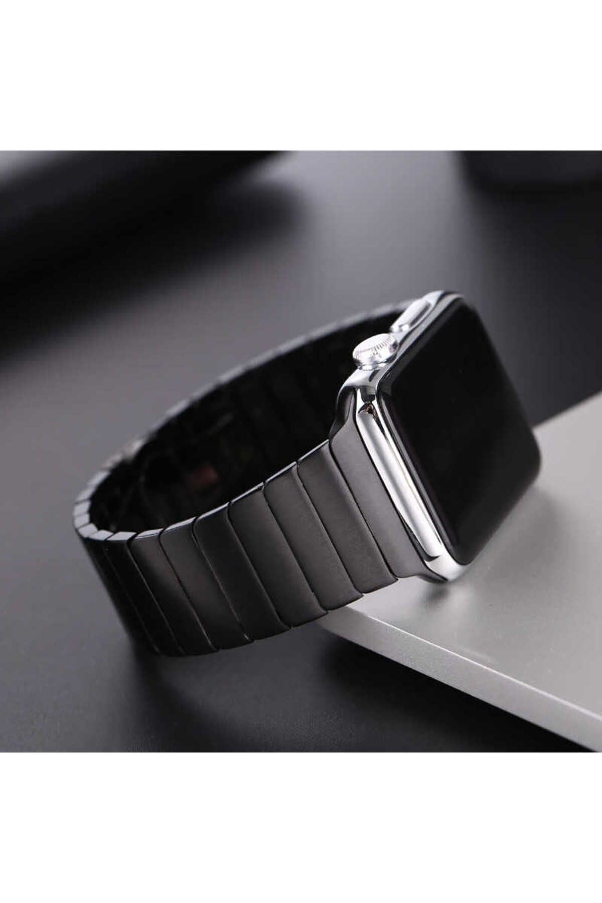 Watch Ultra 49mm Kordon Uyumlu KRD-16 Seramik Strap Kayış CLO- Siyah