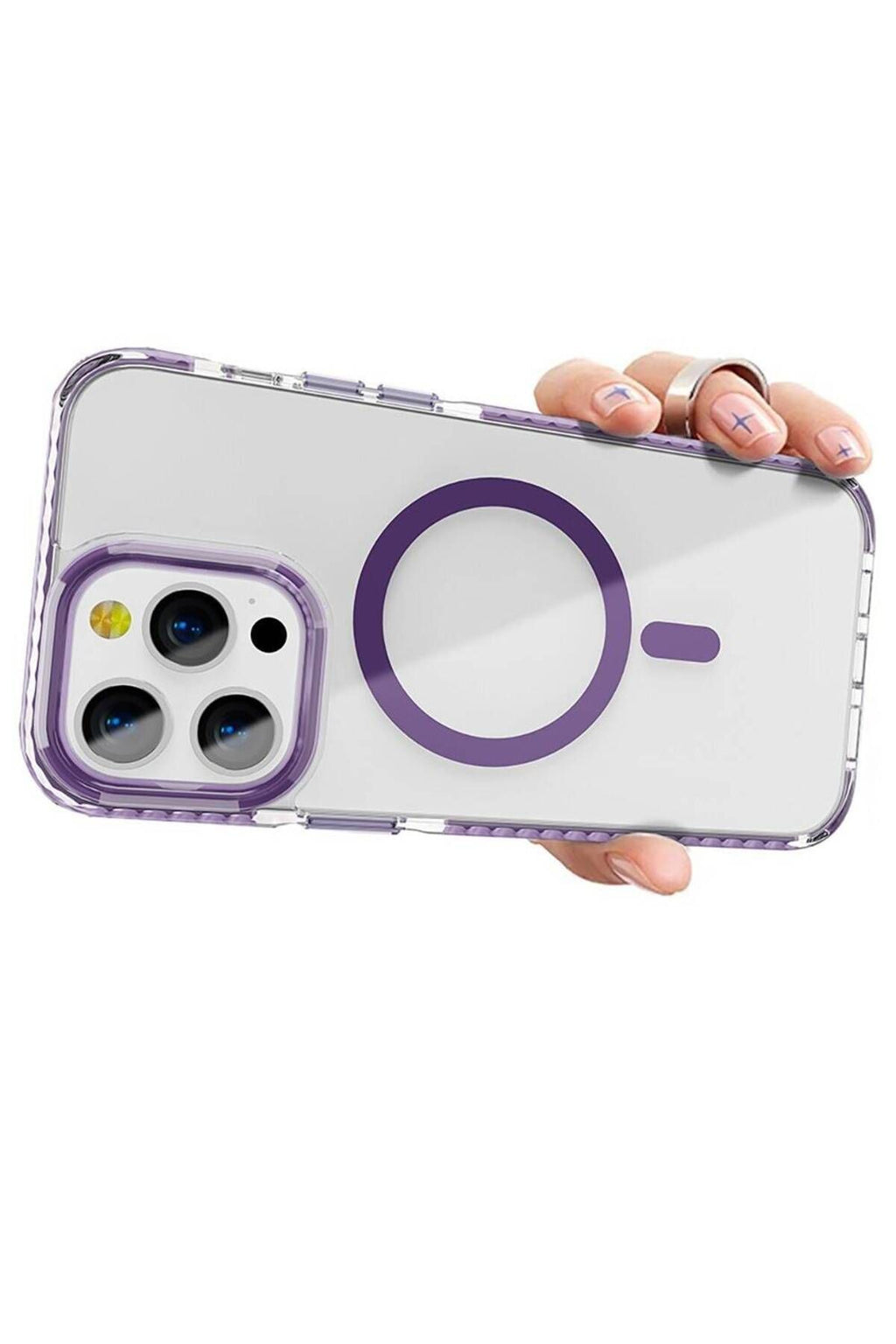 iPhone 15 Pro Kılıf Magsafe Şarj Özellikli Airbagli Takılabilir Askı Aparatlı Zore Nana Kapak - Gri