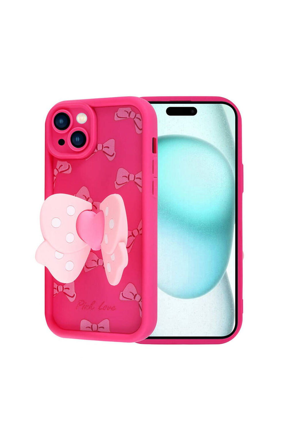 iPhone 15 Plus Kılıf Kamera Korumalı Figür Tasarımlı Zore Kapya Kapak-Pembe Açık