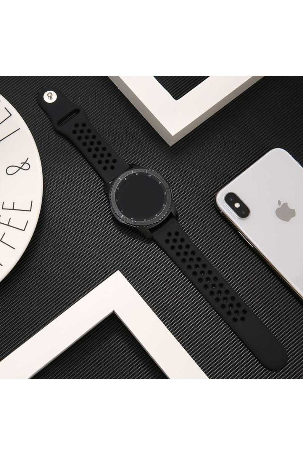 Galaxy Watch 46mm (22mm) KRD-02 Uyumlu Zore Kordon-Kırmızı-Siyah