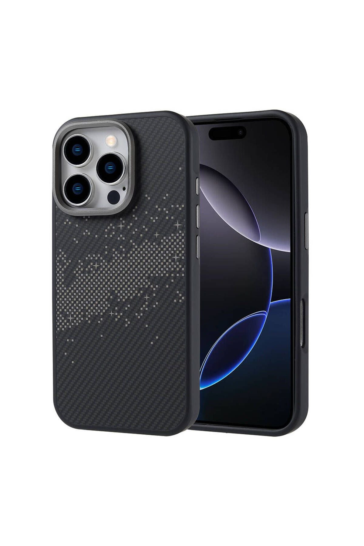 iPhone 16 Pro Uyumlu Magsafe Şarj Özellikli Karbon Fiber Tasarımlı Zore Vave Kapak