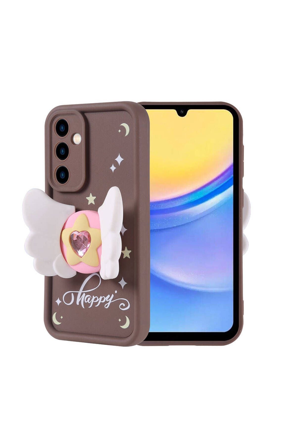 Galaxy A15 Kılıf Kamera Korumalı Figür Tasarımlı Zore Kapya Kapak - Pembe Açık