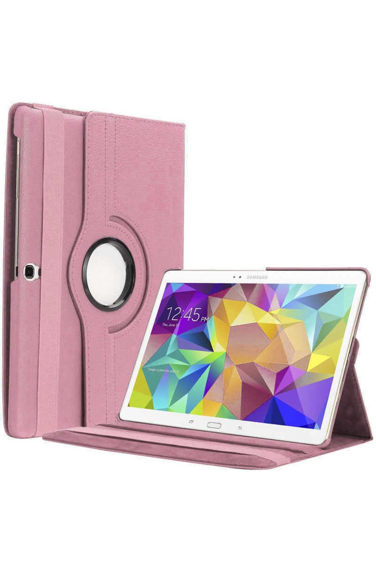 Galaxy Tab S3 9.7 T820  Uyumlu Zore Dönebilen Standlı Kılıf-Pembe Açık
