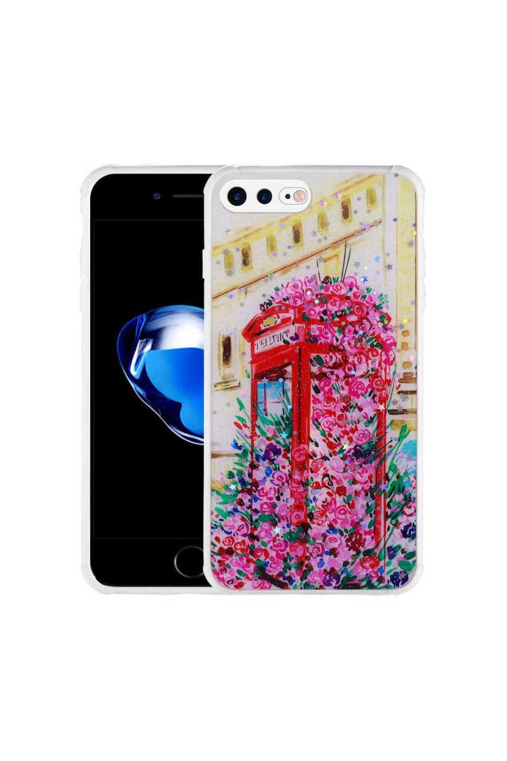 iPhone 8 Plus Kılıf Simli Desenli Kamera Korumalı Parlak Zore Popy Kapak - Kulübe