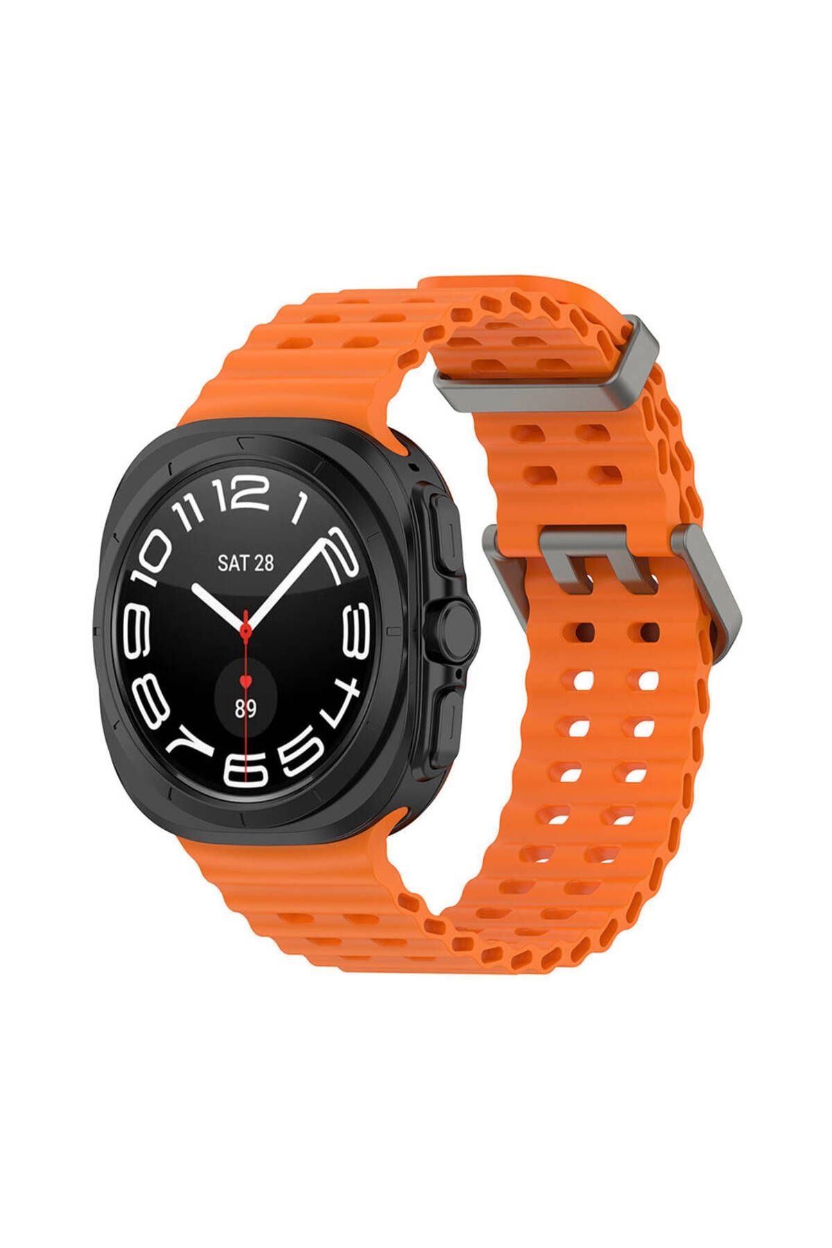 Galaxy Watch Ultra 47mm Zore KRD-118 Tırtıklı Tasarım Silikon Kordon-Turuncu