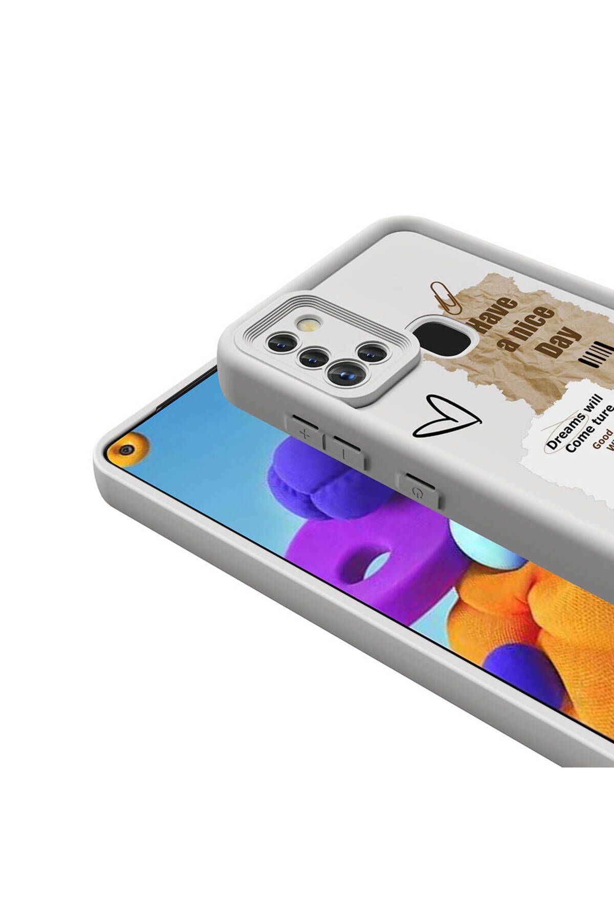 Galaxy A21S Kılıf Kamera Korumalı Baskılı Arka Yüzey GLLP Klas Kapak - Açık Kahve