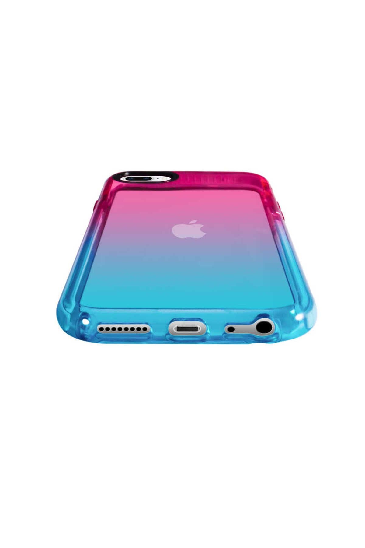 iPhone 8 Plus Kılıf Zore Renkli Punto Kapak - Pembe-Mavi