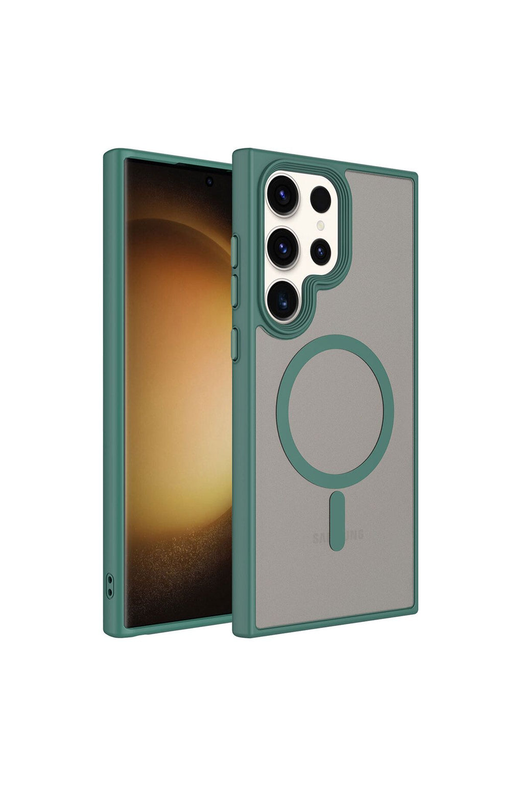 Galaxy S23 Ultra Uyumlu Mat Arka Yüzey Wireless Şarj Özellikli Zore Flet Magsafe Kılıf-Derin