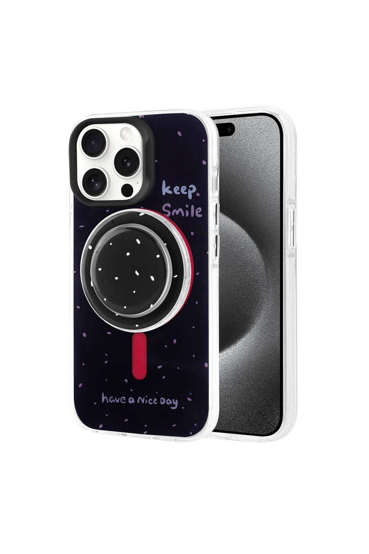 iPhone 15 Pro Max Zore Magsafe Şarj Özellikli Tak-Çıkar Pop Soketli Zore Tiktok Kılıf-Mavi