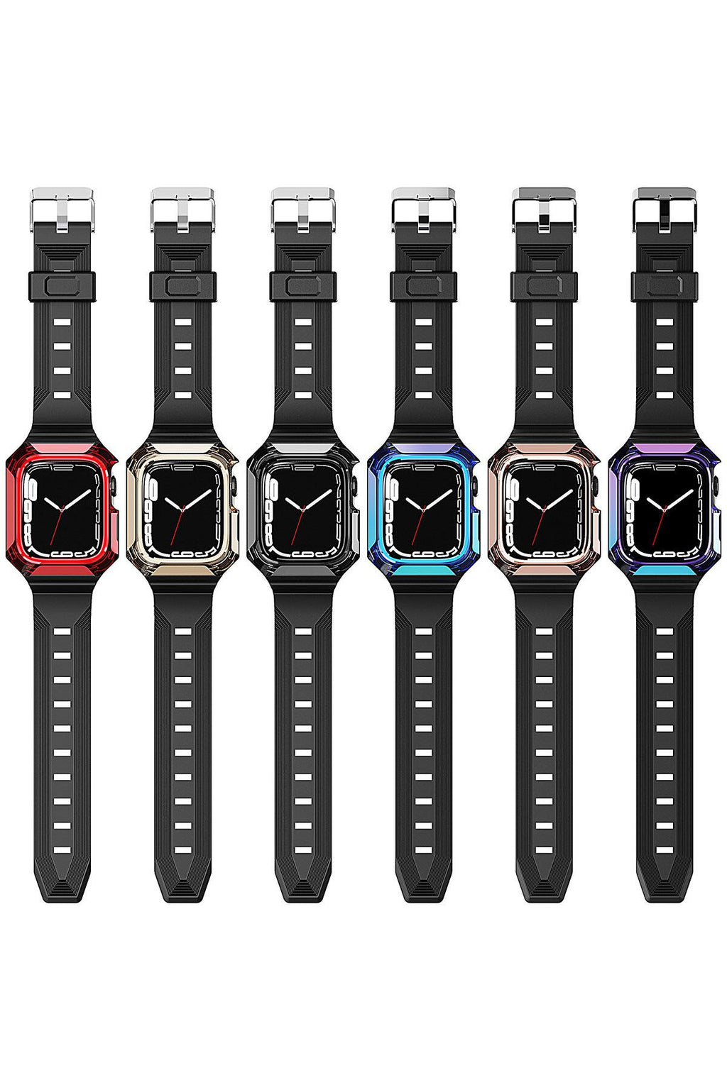 Watch 7 45mm Uyumlu KRD-88 Sert PC Kasa Koruyuculu Uyumlu Zore Kordon-Siyah